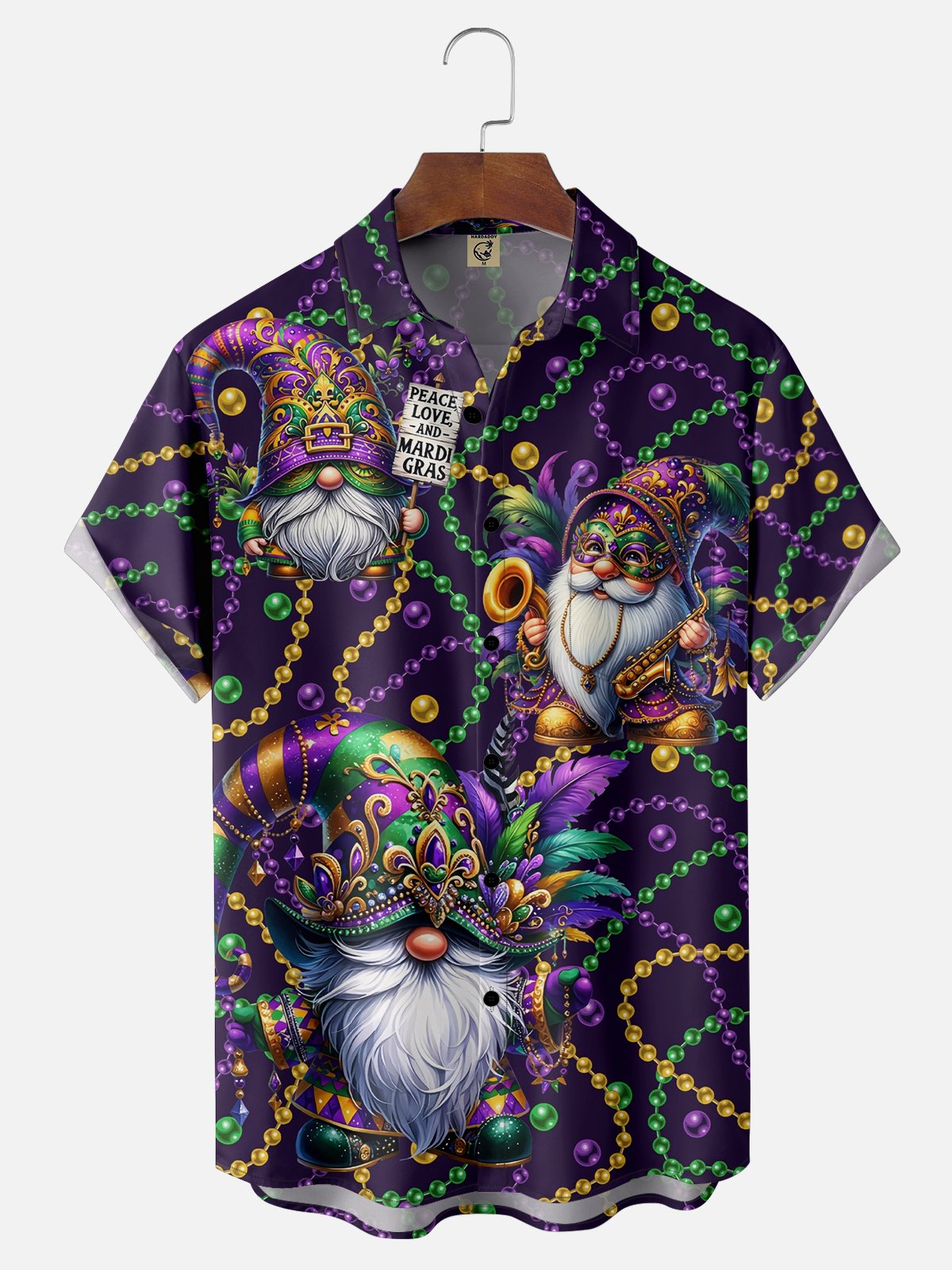 Moisture-wicking Mardi Gras Gnome Mask Chest Pocket Casual Shirt