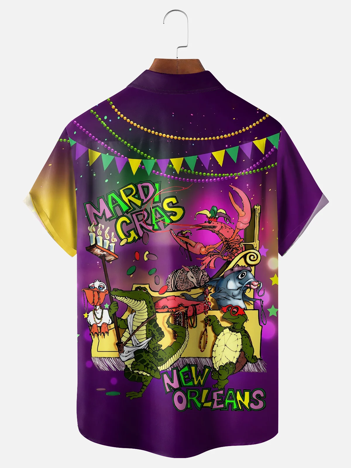 Moisture-wicking Mardi Gras Lobster Alligator Chest Pocket Casual Shirt