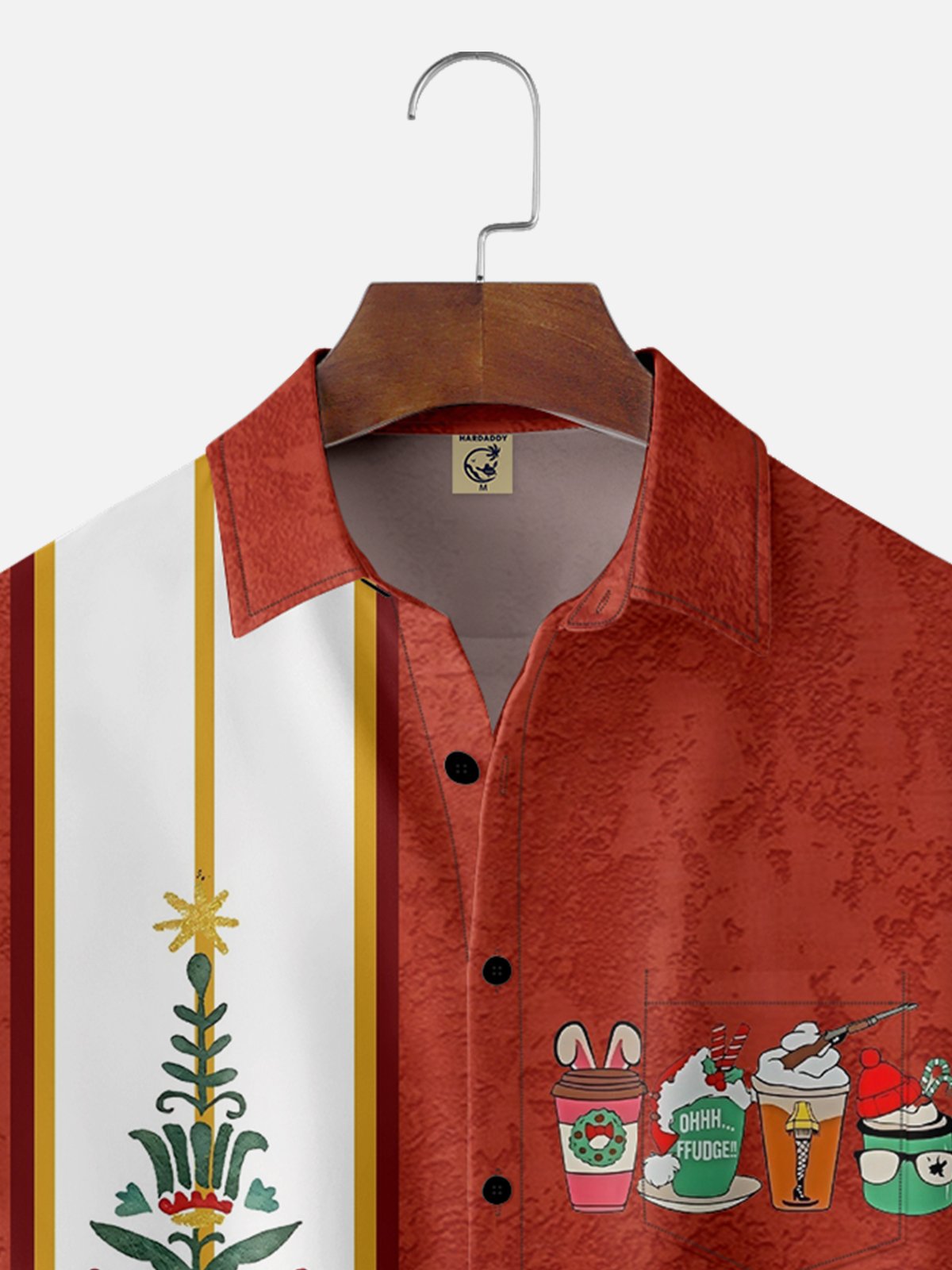 Moisture-wicking Christmas Movie and Christmas Tree Chest Pocket Bowling Shirt