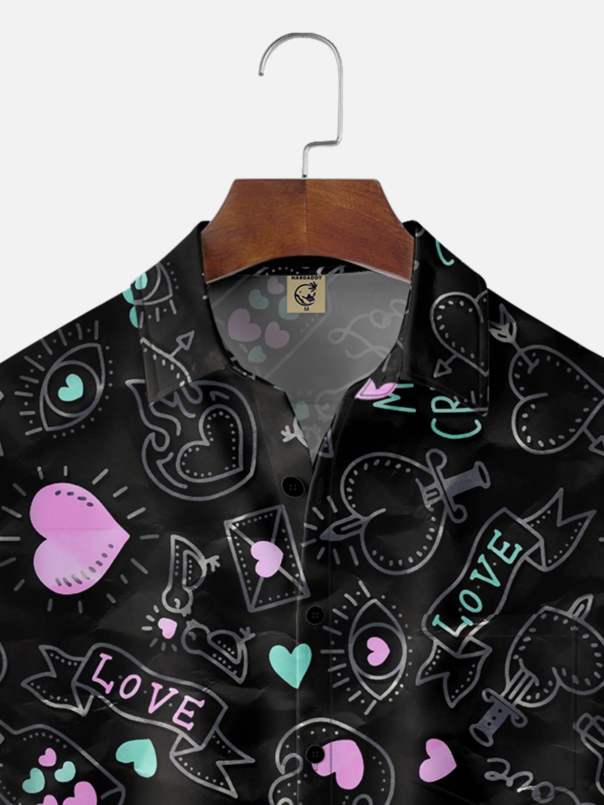 Moisture-wicking Valentine's Day Love Letters Chest Pocket Casual Shirt