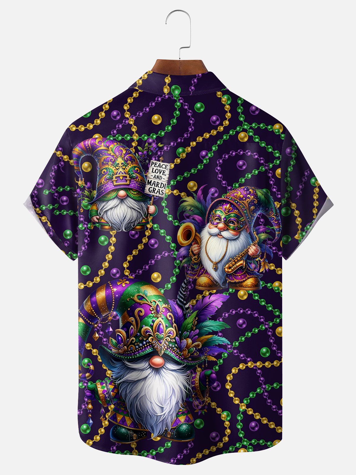 Moisture-wicking Mardi Gras Gnome Mask Chest Pocket Casual Shirt