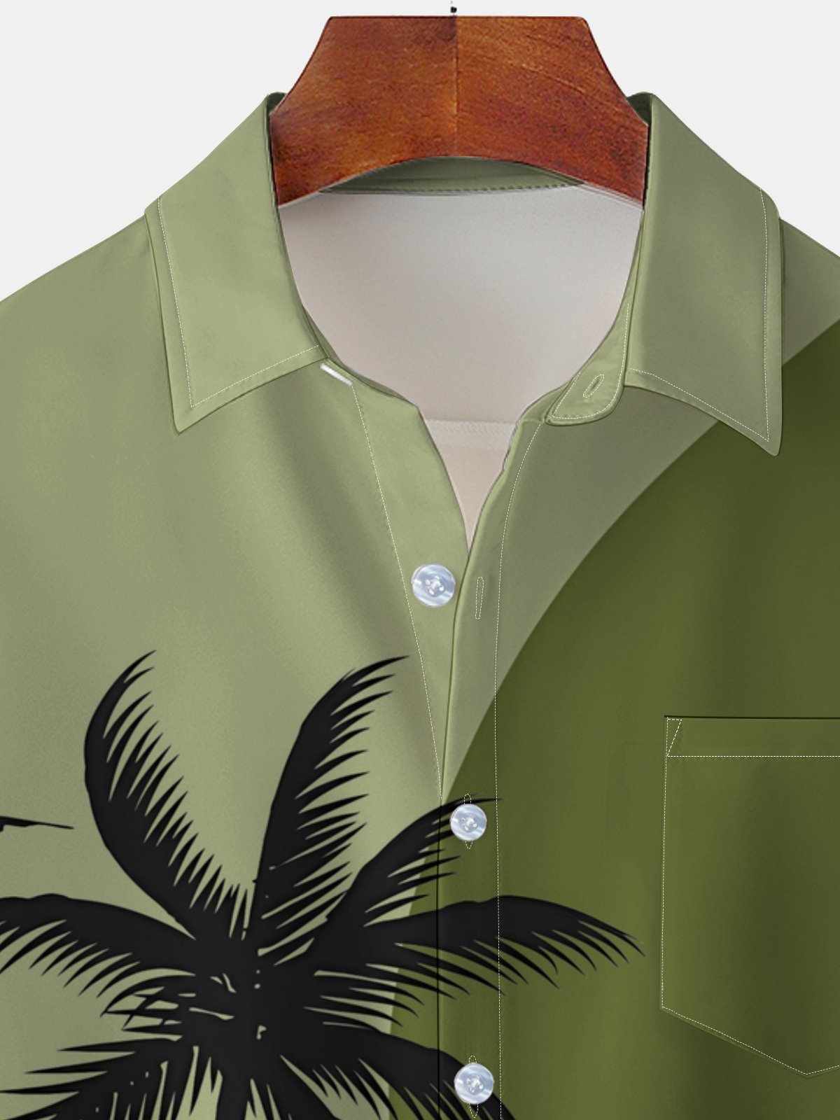 Moisture Wicking Coconut Tree Chest Pocket Casual Shirt