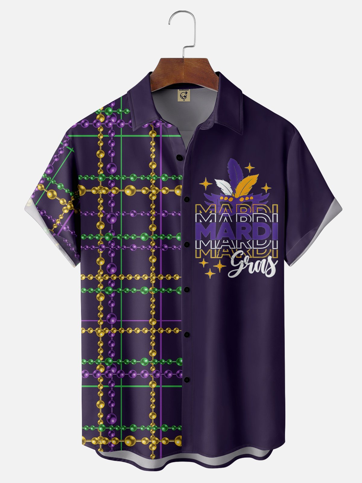 Moisture-wicking Mardi Gras Beads Chest Pocket Casual Shirt