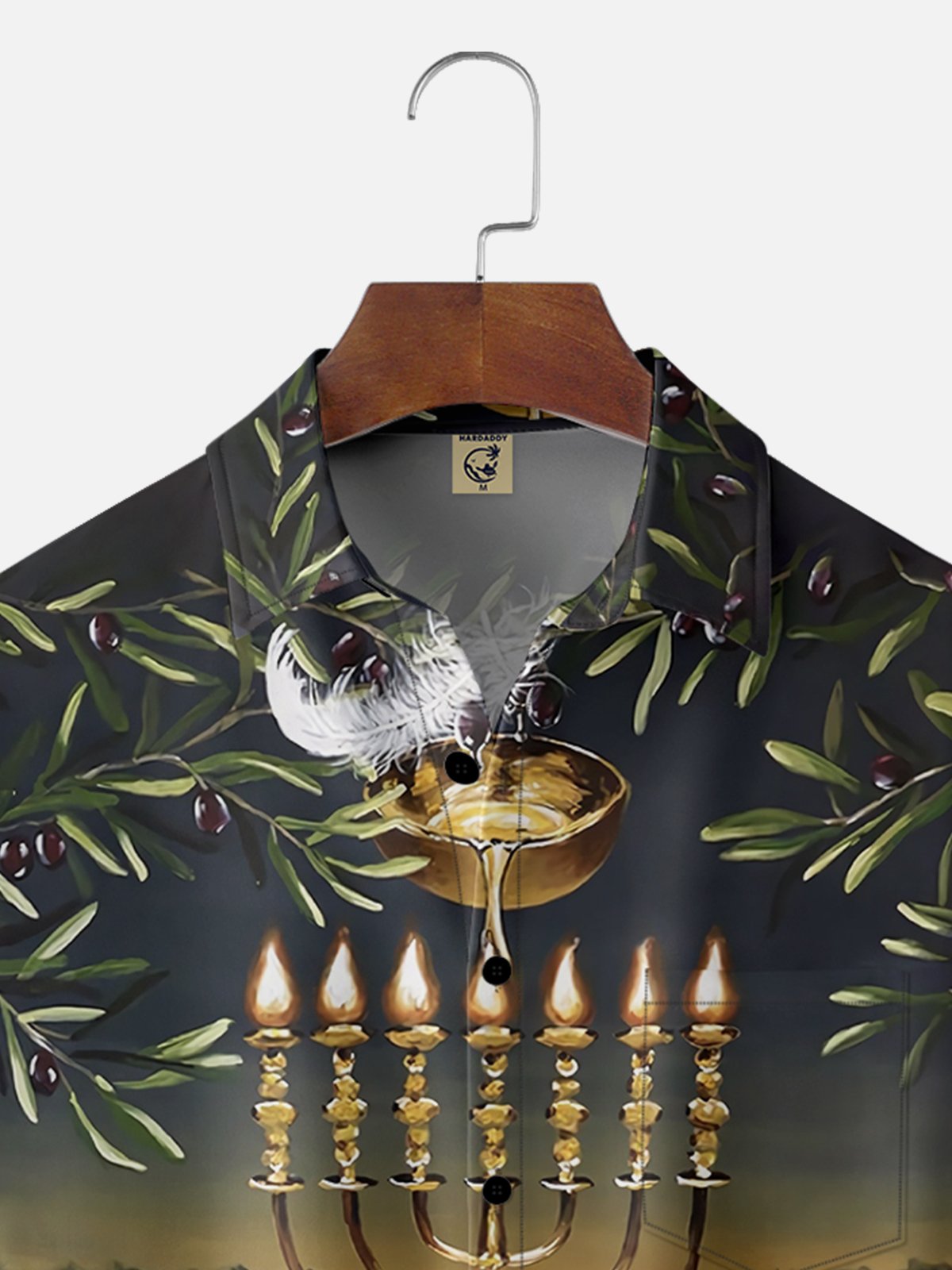 Moisture-wicking Holy Hanukkah Chest Pocket Hawaiian Shirt