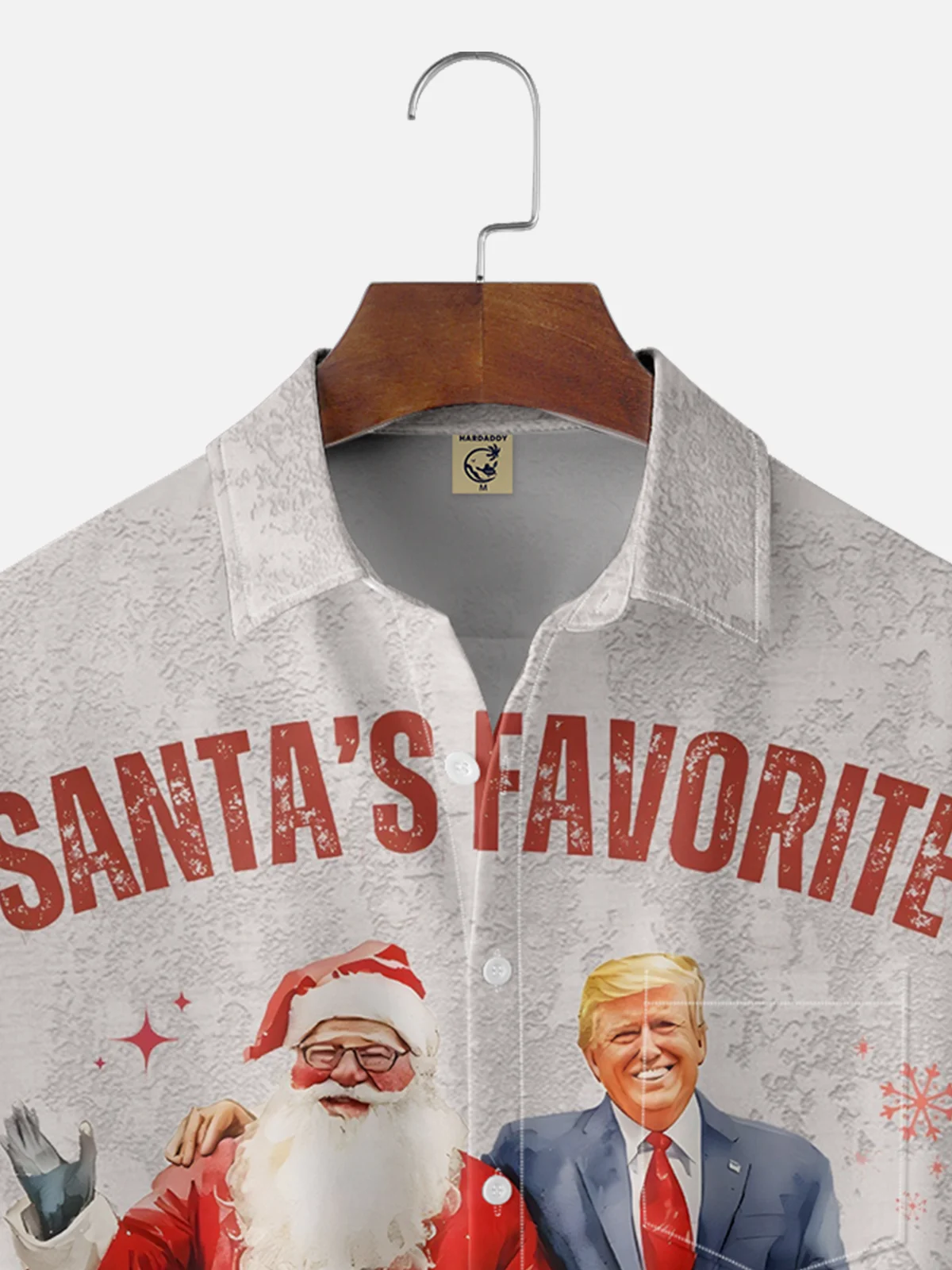 Moisture-wicking Trump Santa's Favorite President Chest Pocket Hawaiian Shirt