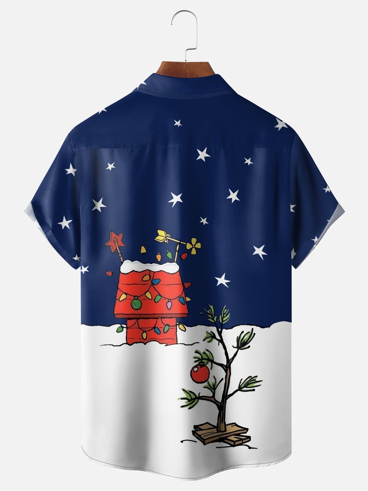 Moisture-wicking Charlie's Christmas Tree And Doghouse Chest Pocket Hawaiian Shirt