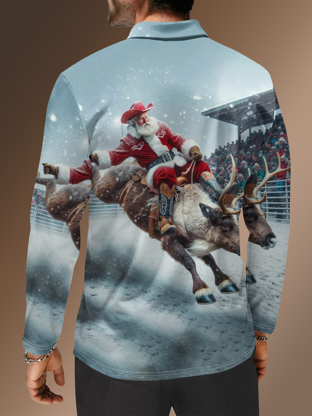 Moisture Wicking Christmas Santa Claus Cowboy Elk Golf Polo