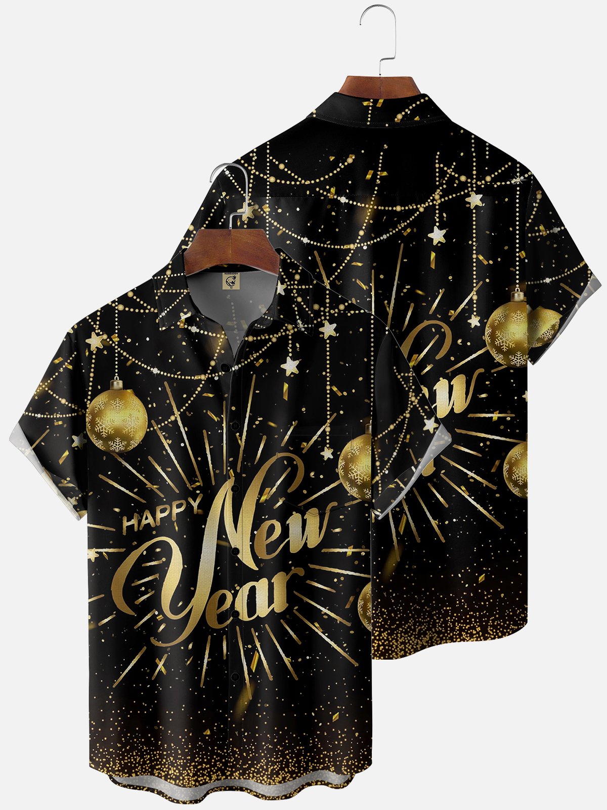 Moisture Wicking Happy New Year Chest Pocket Casual Shirt