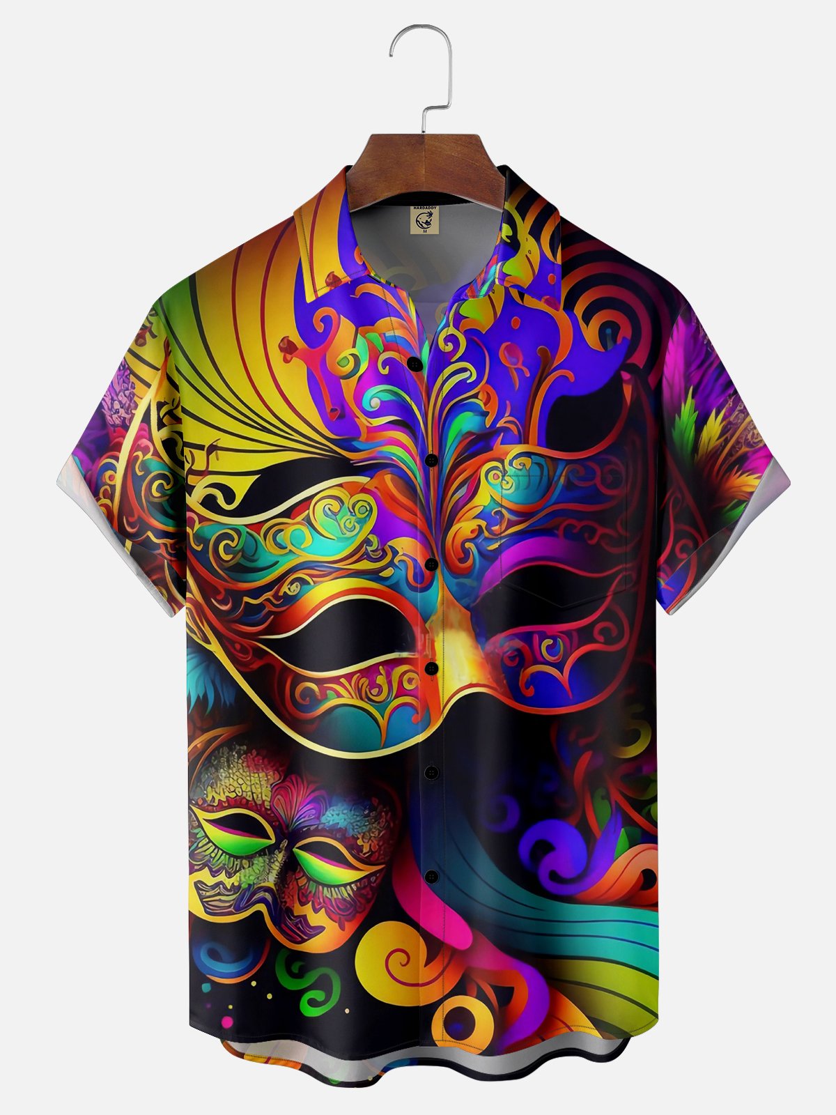 Moisture-wicking Mardi Gras Carnival Mask Chest Pocket Casual Shirt