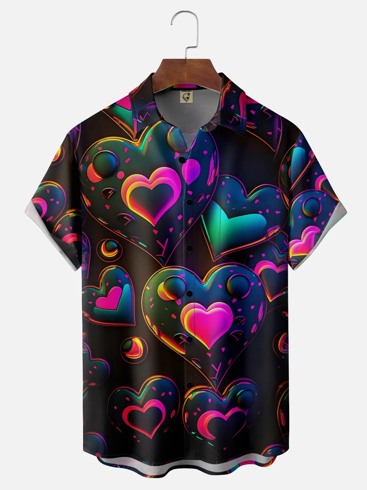 Moisture-wicking Saint Valentine‘s Day Heart Chest Pocket Casual Shirt