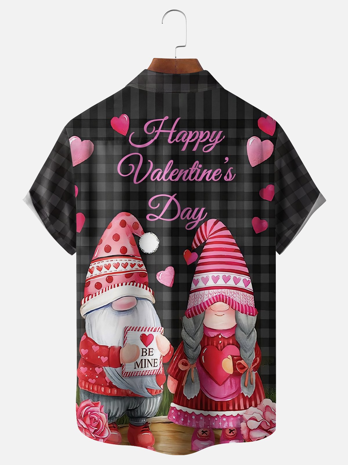 Moisture Wicking Valentine Heart Gnome Chest Pocket Casual Shirt