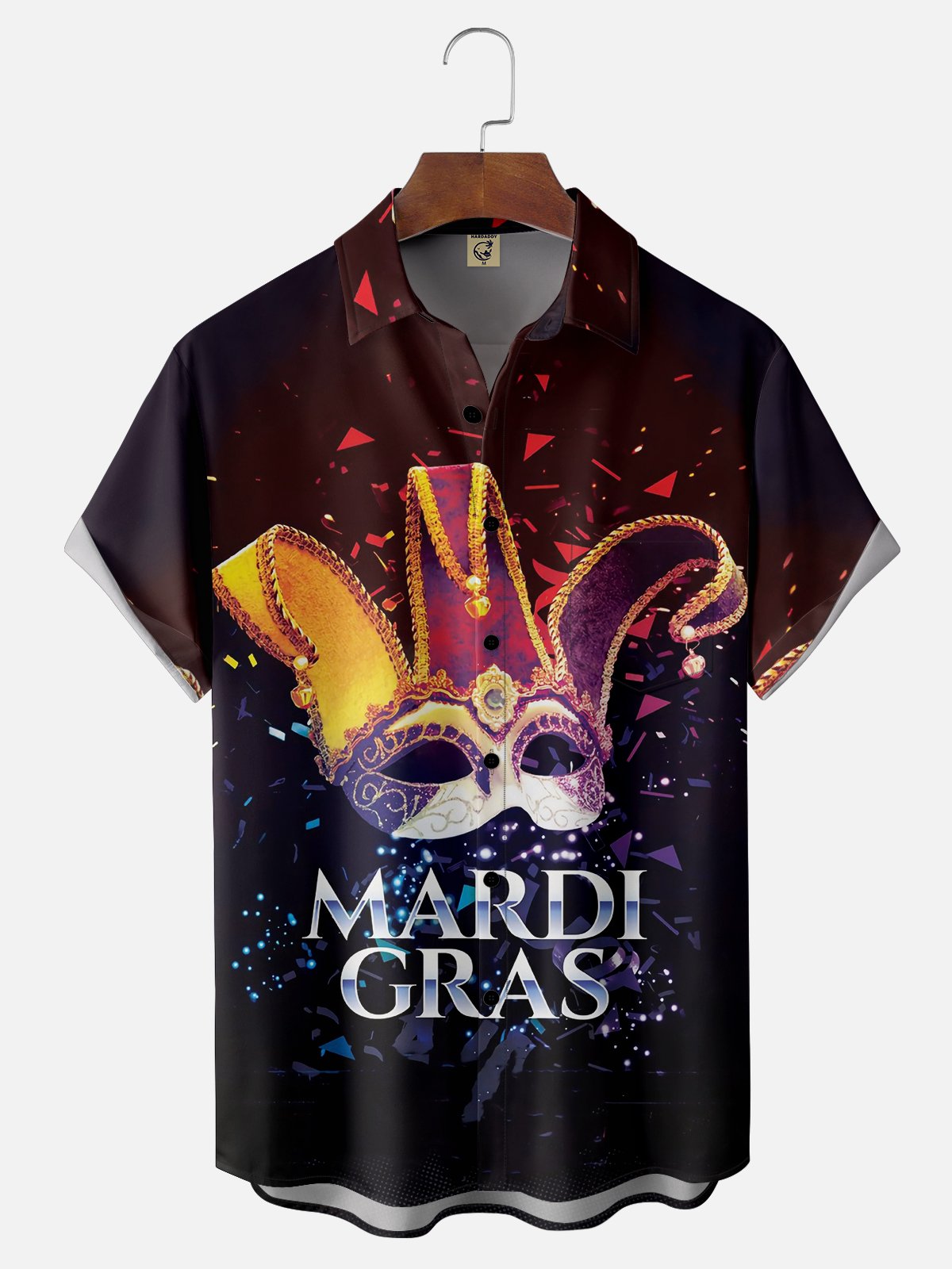 Moisture-wicking Mardi Gras Carnival Mask Chest Pocket Casual Shirt