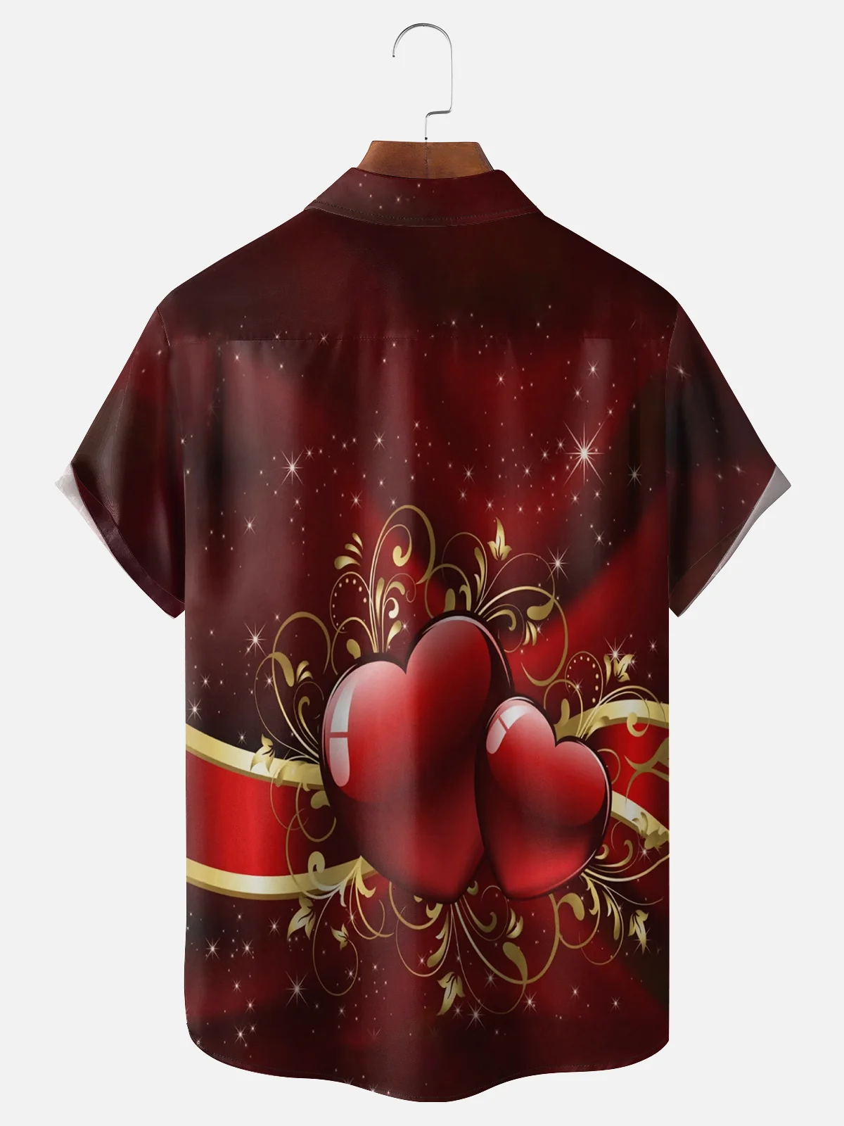 Moisture Wicking Valentine's Day Heart Chest Pocket Casual Shirt