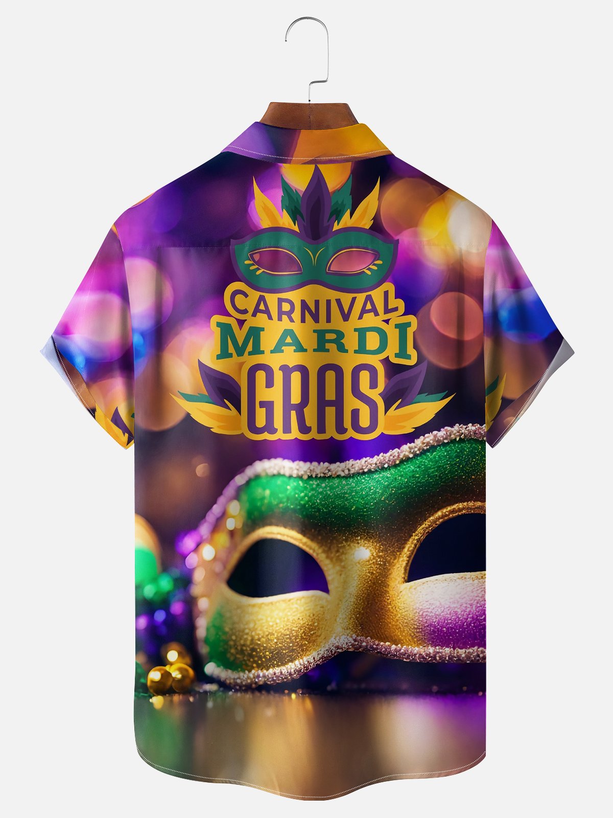 Moisture-wicking Mardi Gras Carnival Mask Chest Pocket Casual Shirt