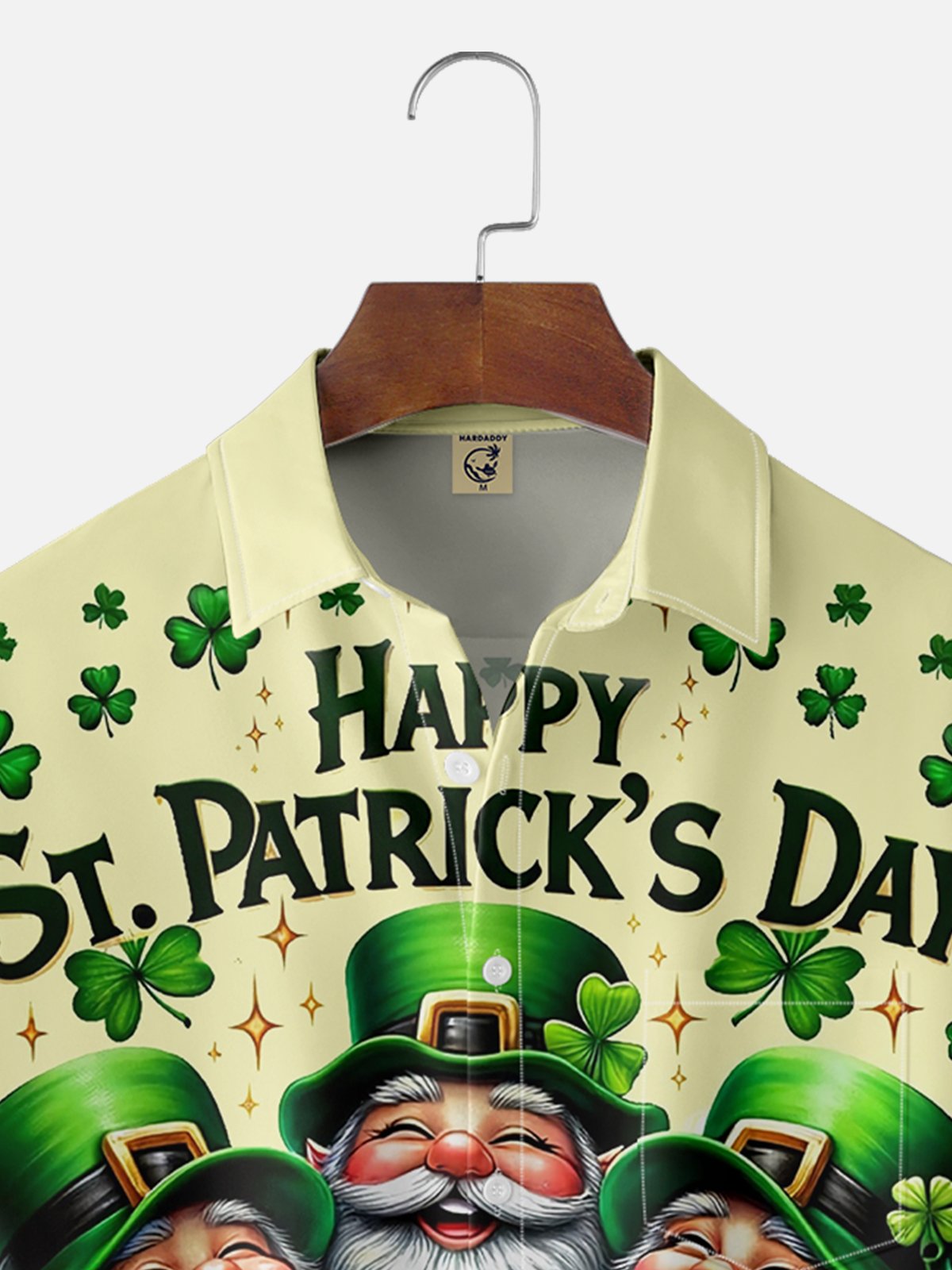 Moisture Wicking St. Patrick's Day Clover Gnome Chest Pocket Casual Shirt