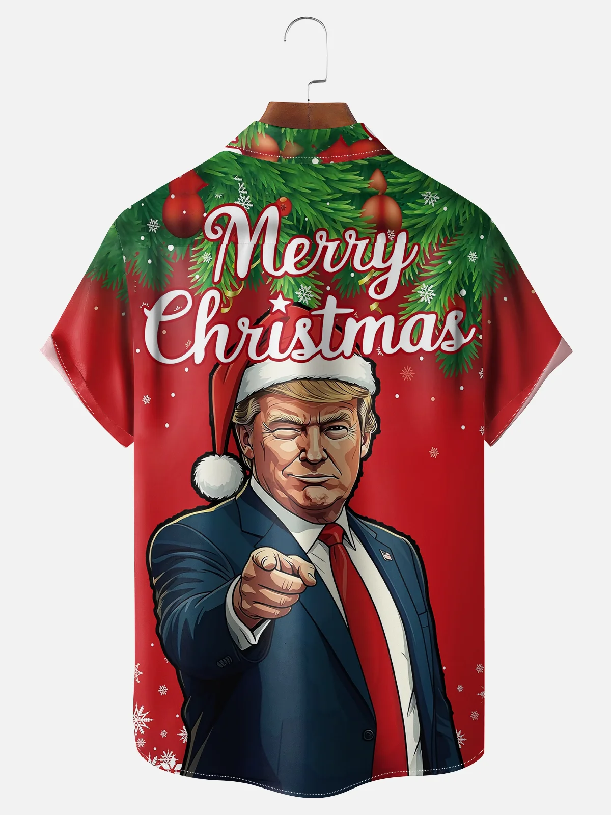 Moisture Wicking Christmas Trump Chest Pocket Casual Shirt