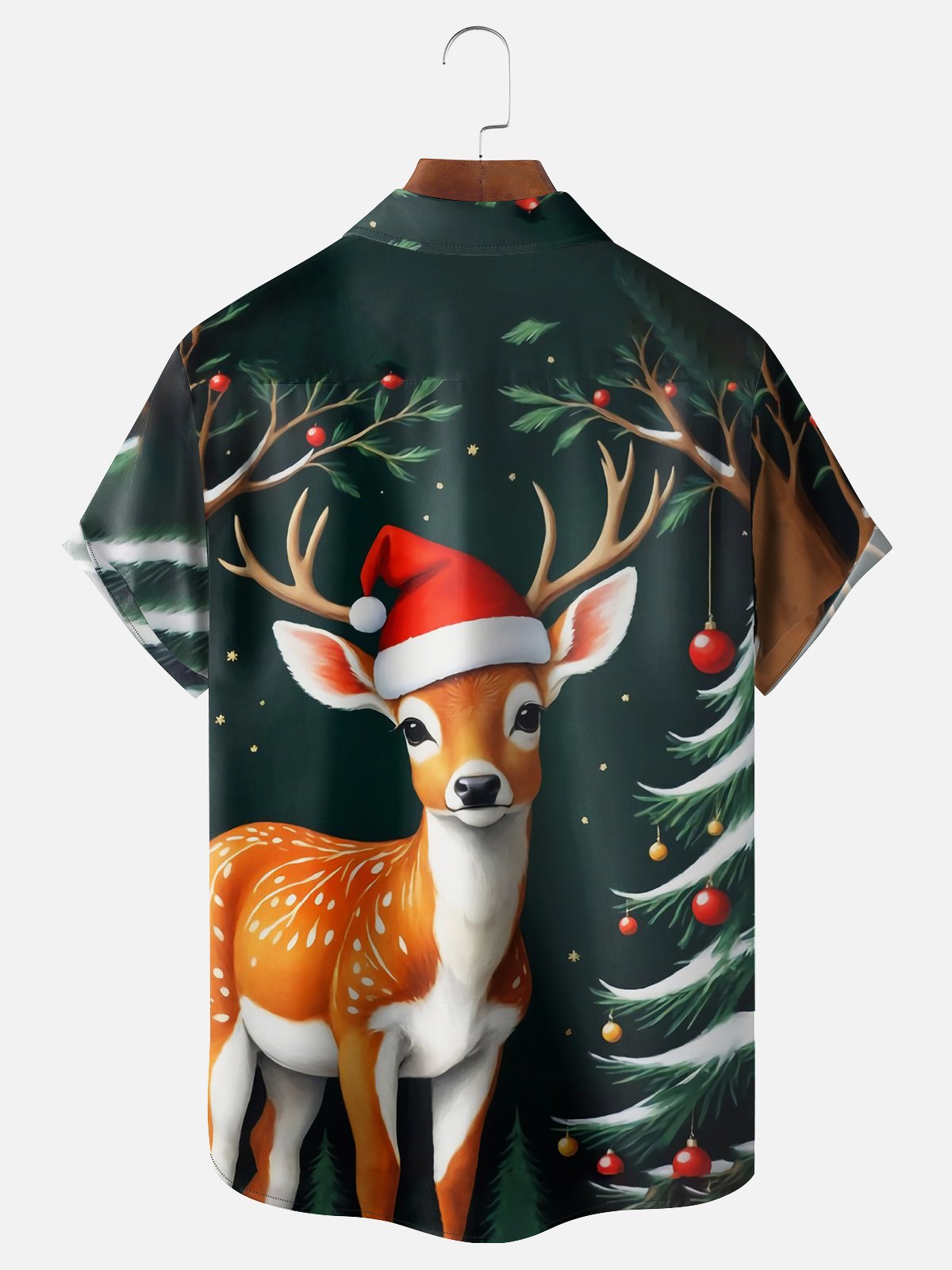 Moisture-wicking Christmas Deer Chest Pocket Casual Shirt