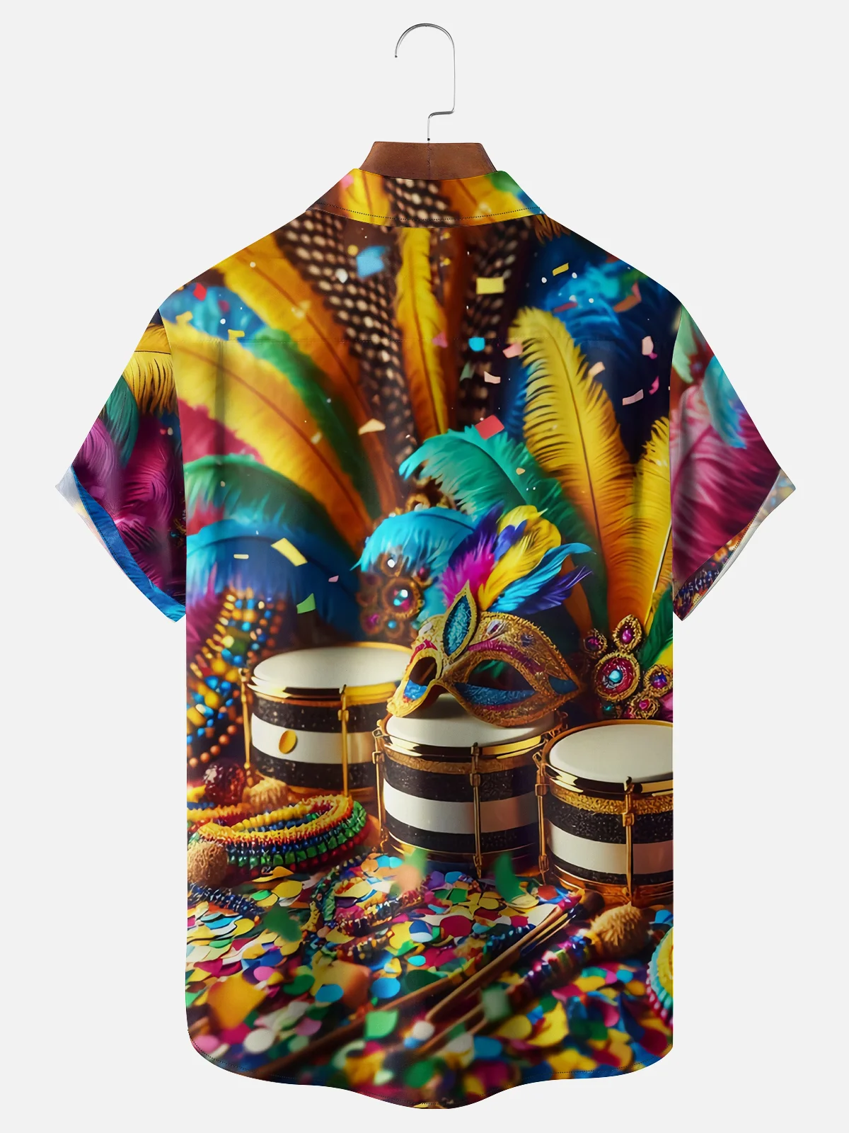 Moisture-wicking Mardi Gras Carnival Mask Chest Pocket Casual Shirt