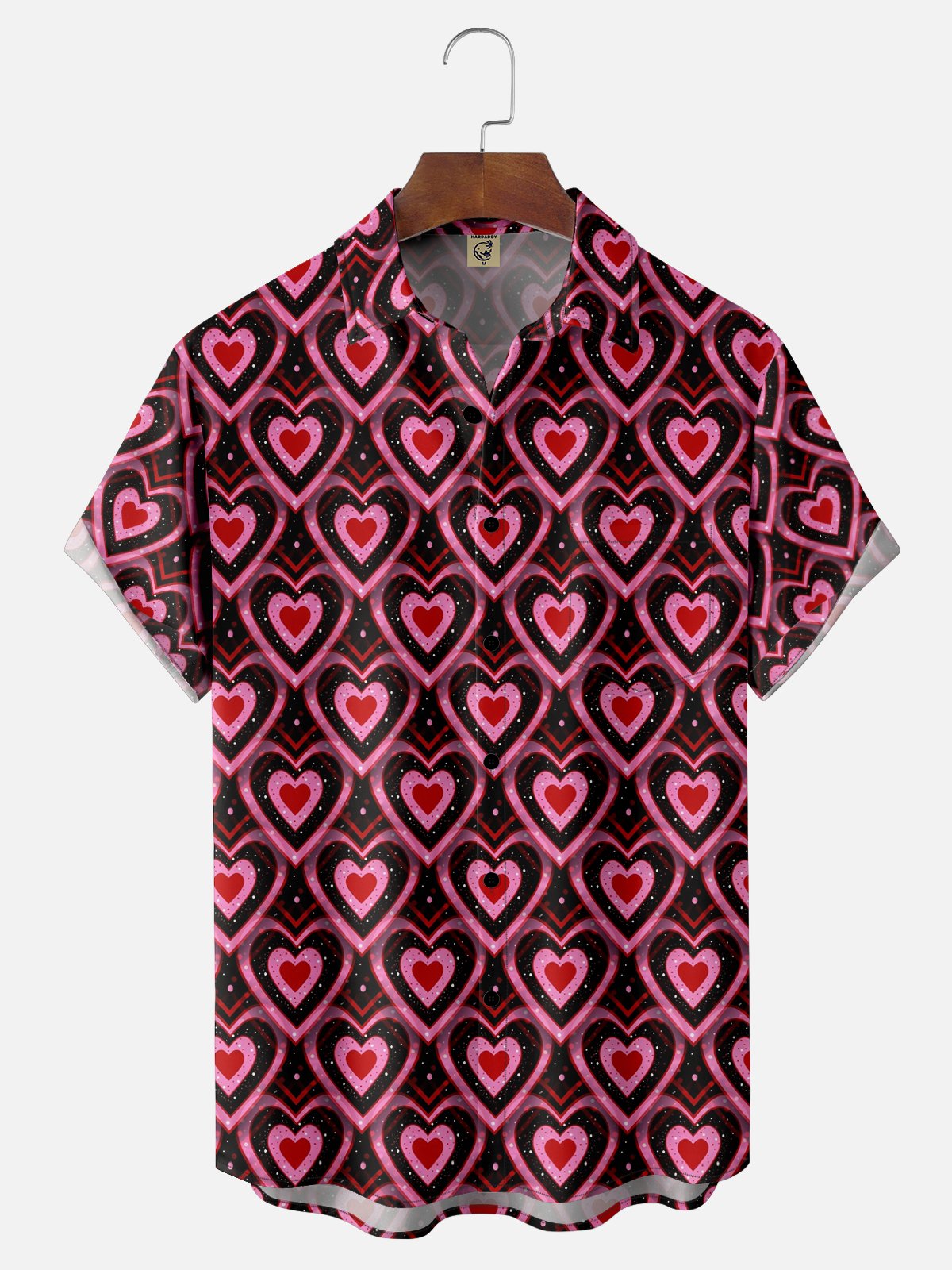 Moisture Wicking Valentine Heart Chest Pocket Casual Shirt