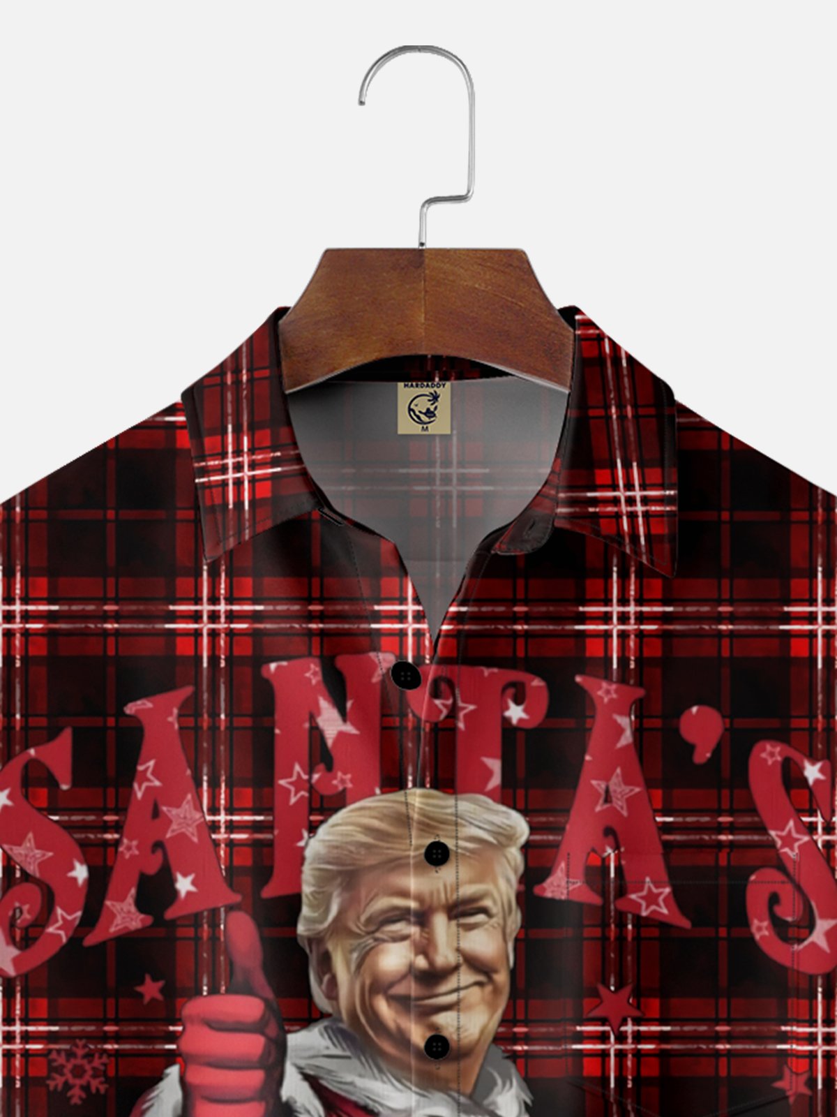 Moisture Wicking Christmas Trump Chest Pocket Casual Shirt