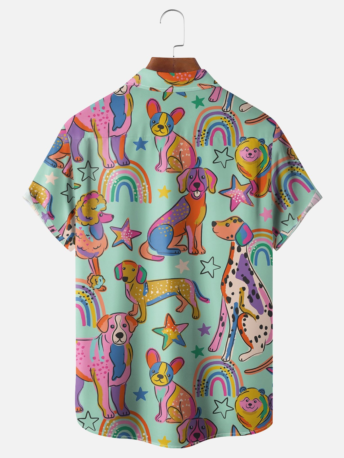 Moisture-wicking Pop Dogs Chest Pocket Hawaiian Shirt