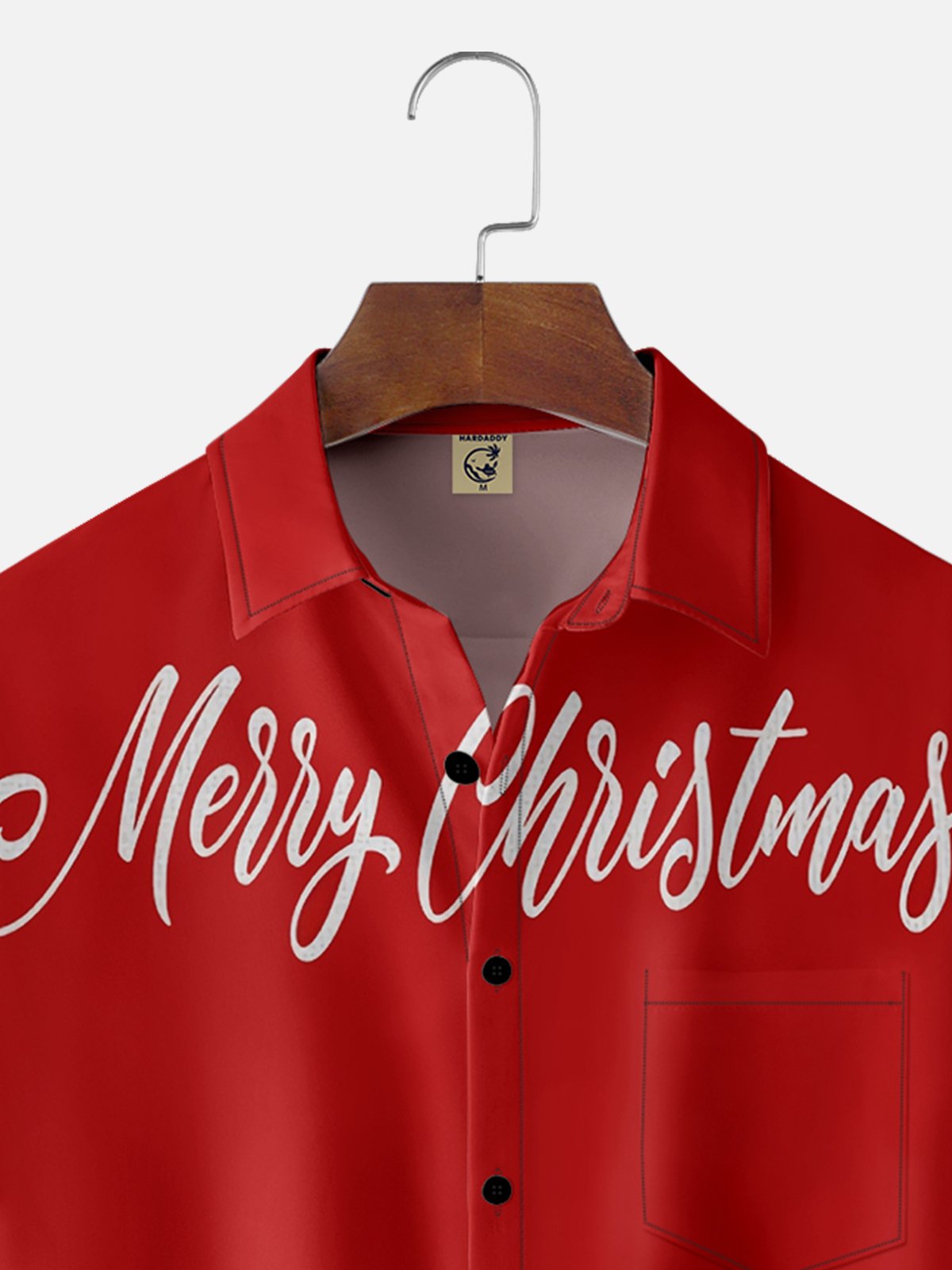 Moisture Wicking Christmas Surfing Santa Chest Pocket Casual Shirt