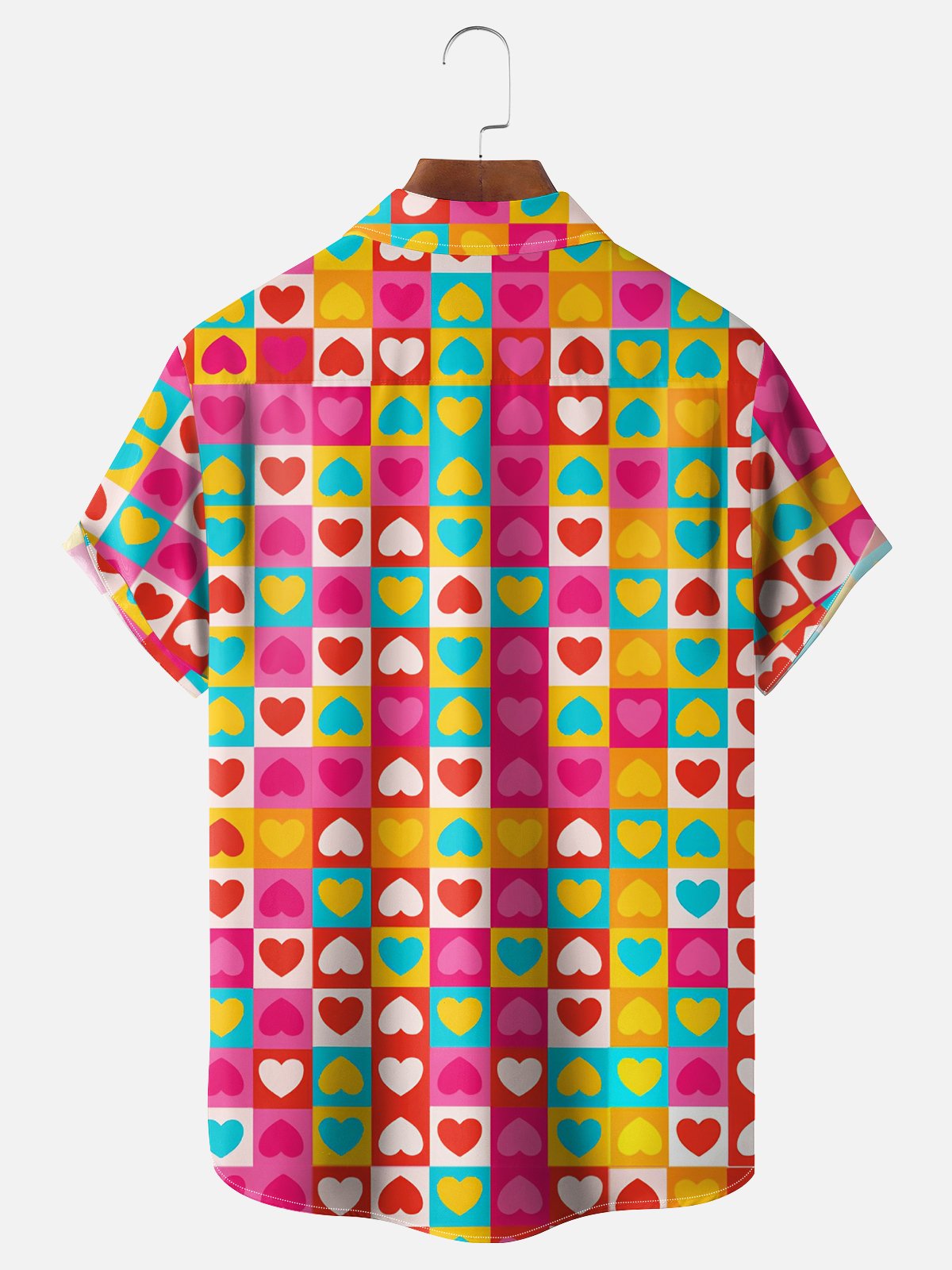 Moisture Wicking Valentine's Day Heart Chest Pocket Casual Shirt