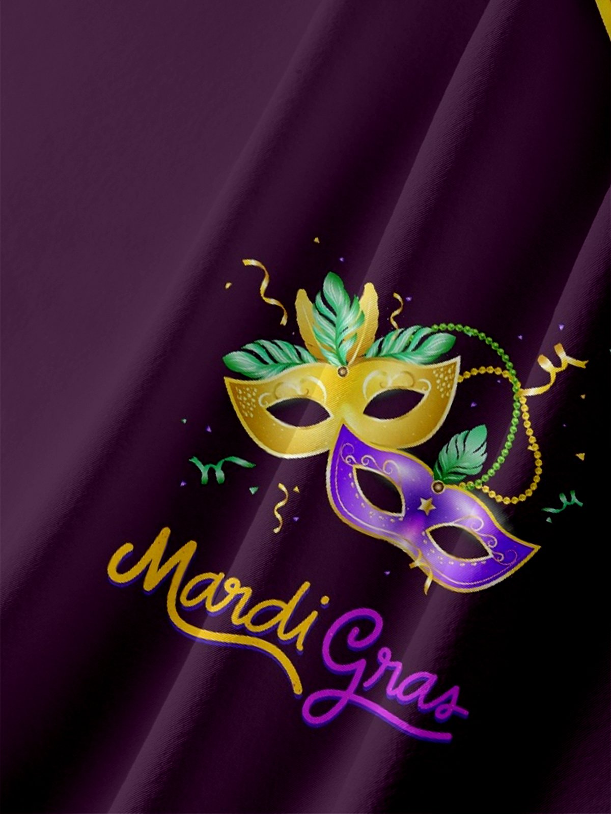 Moisture-wicking Mardi Gras Mask Carnival Chest Pocket Casual Shirt