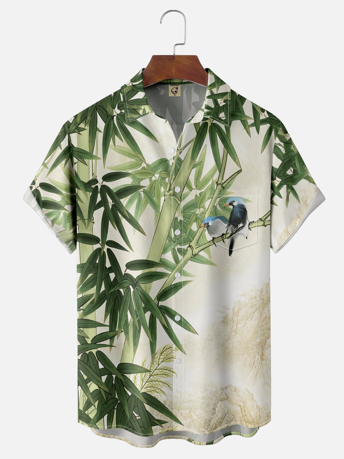 Moisture-wicking Bamboo Parrots Chest Pocket Hawaiian Shirt