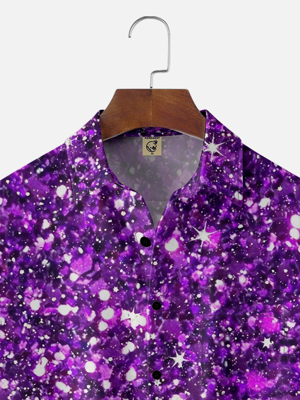 Moisture-wicking Sequin Print New Year Holiday Celebration Party Chest Pocket Funky Shirt