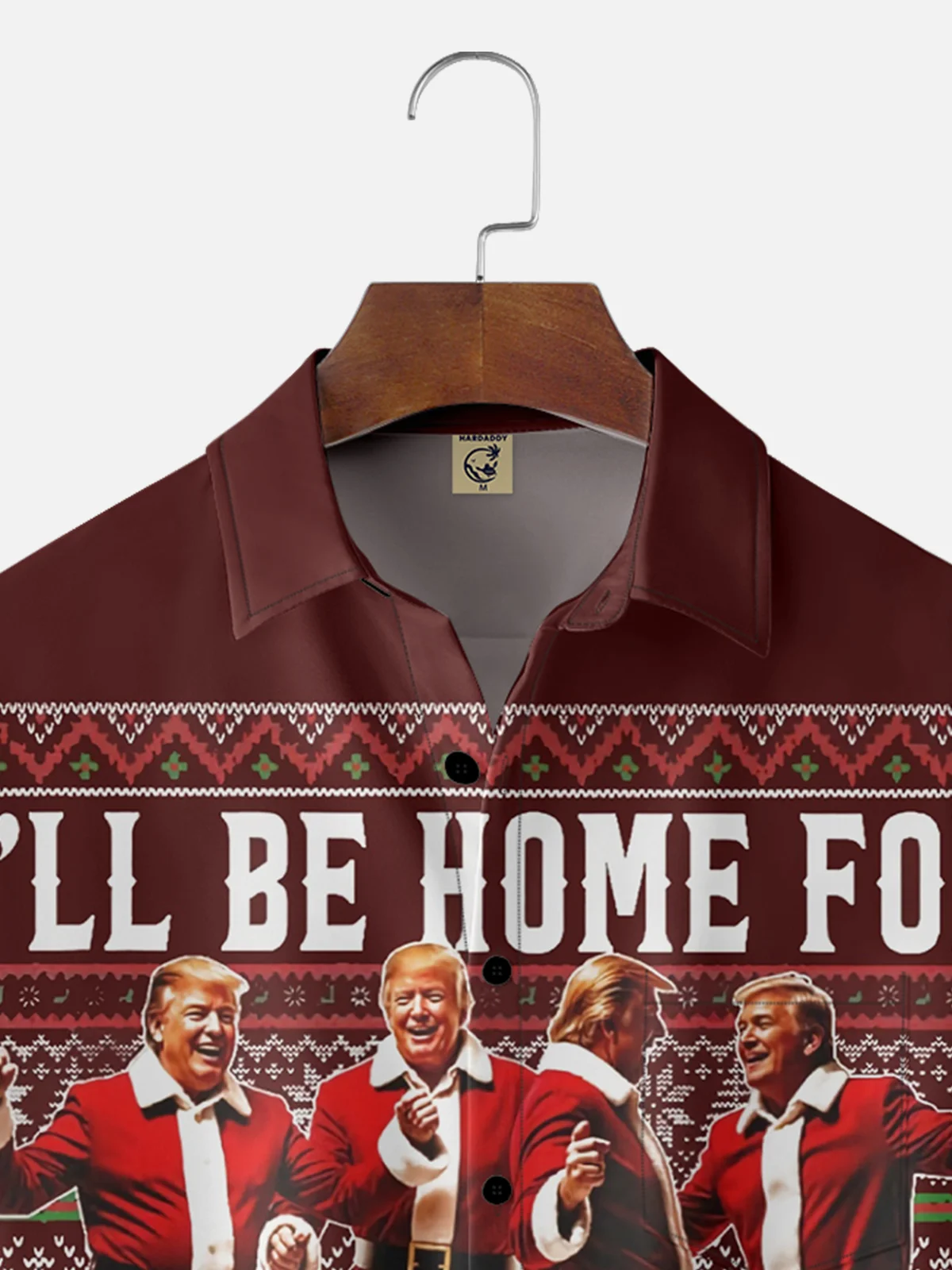 Moisture Wicking Christmas Trump Chest Pocket Casual Shirt