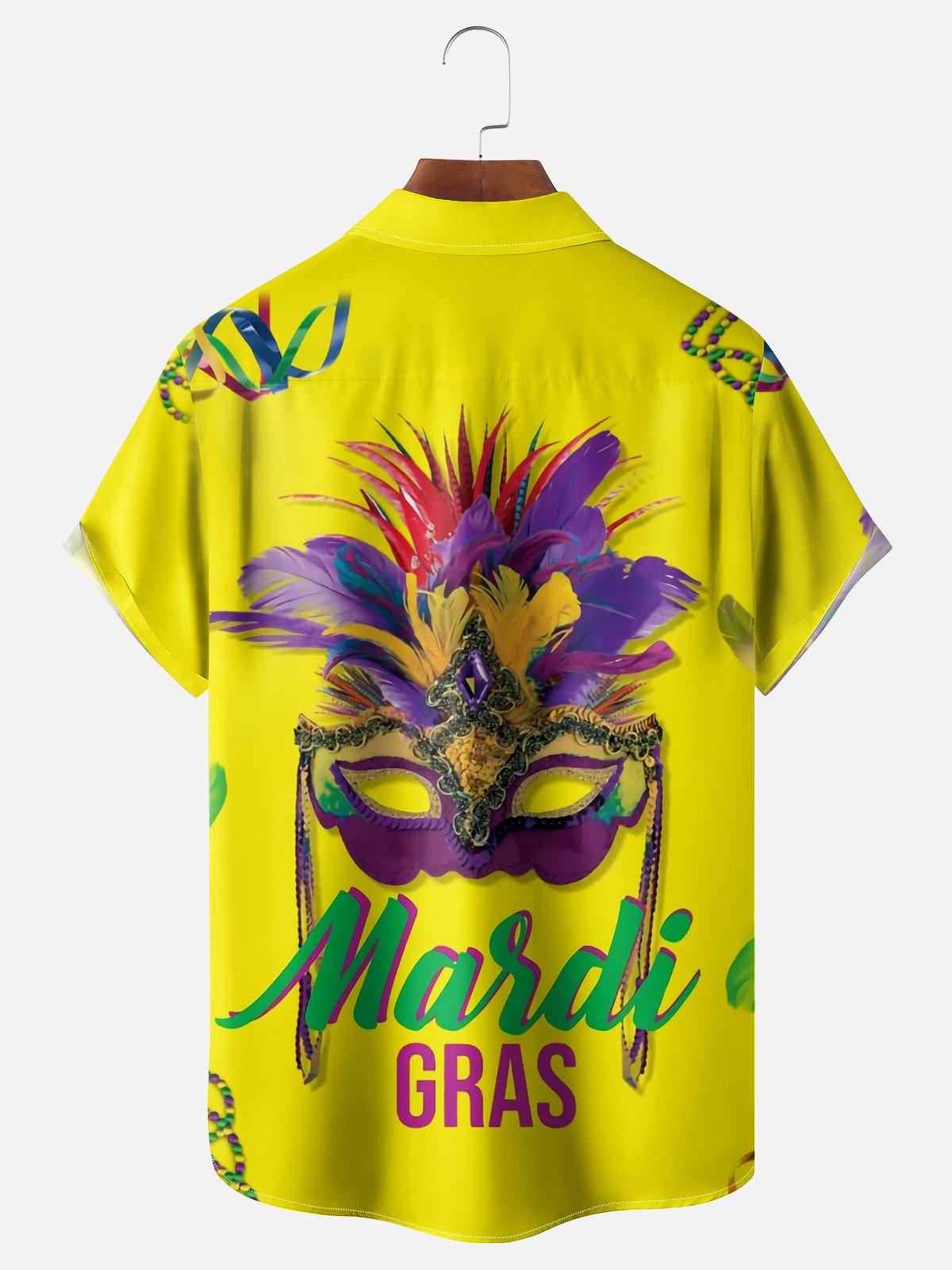 Moisture-wicking Mardi Gras Mask Chest Pocket Casual Shirt