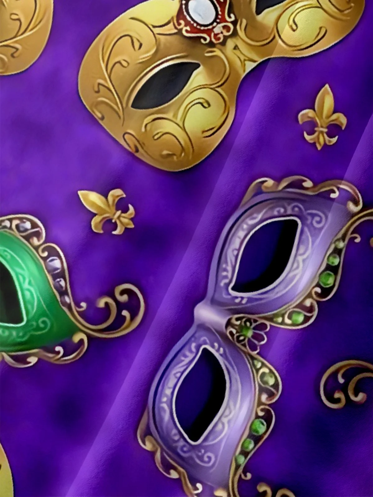 Moisture-wicking Mardi Gras Celebration Mask Chest Pocket Holiday Shirt