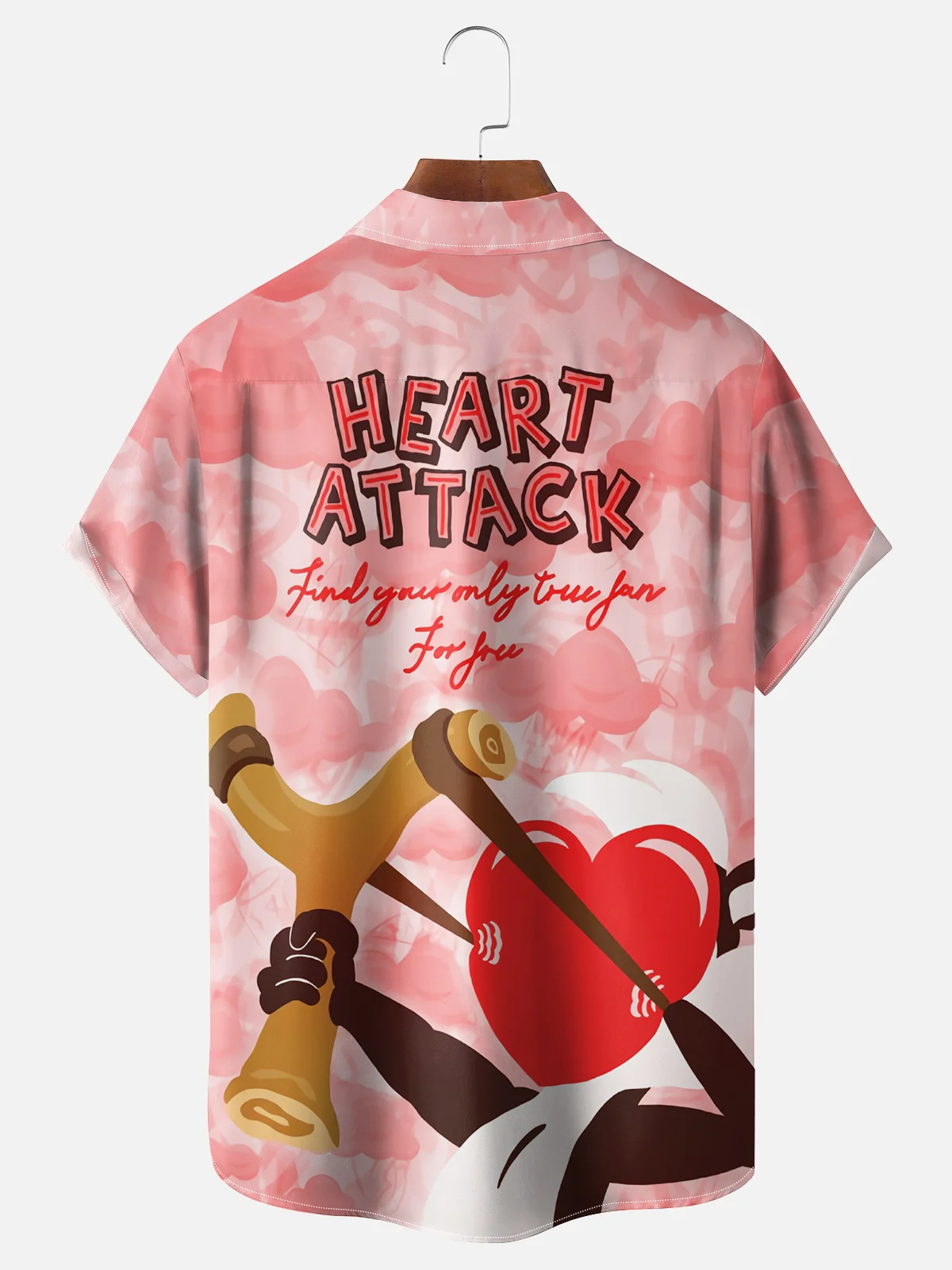 Moisture Wicking Valentine's Day Heart Chest Pocket Casual Shirt