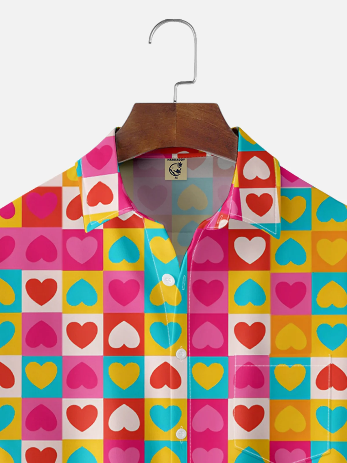 Moisture Wicking Valentine's Day Heart Chest Pocket Casual Shirt