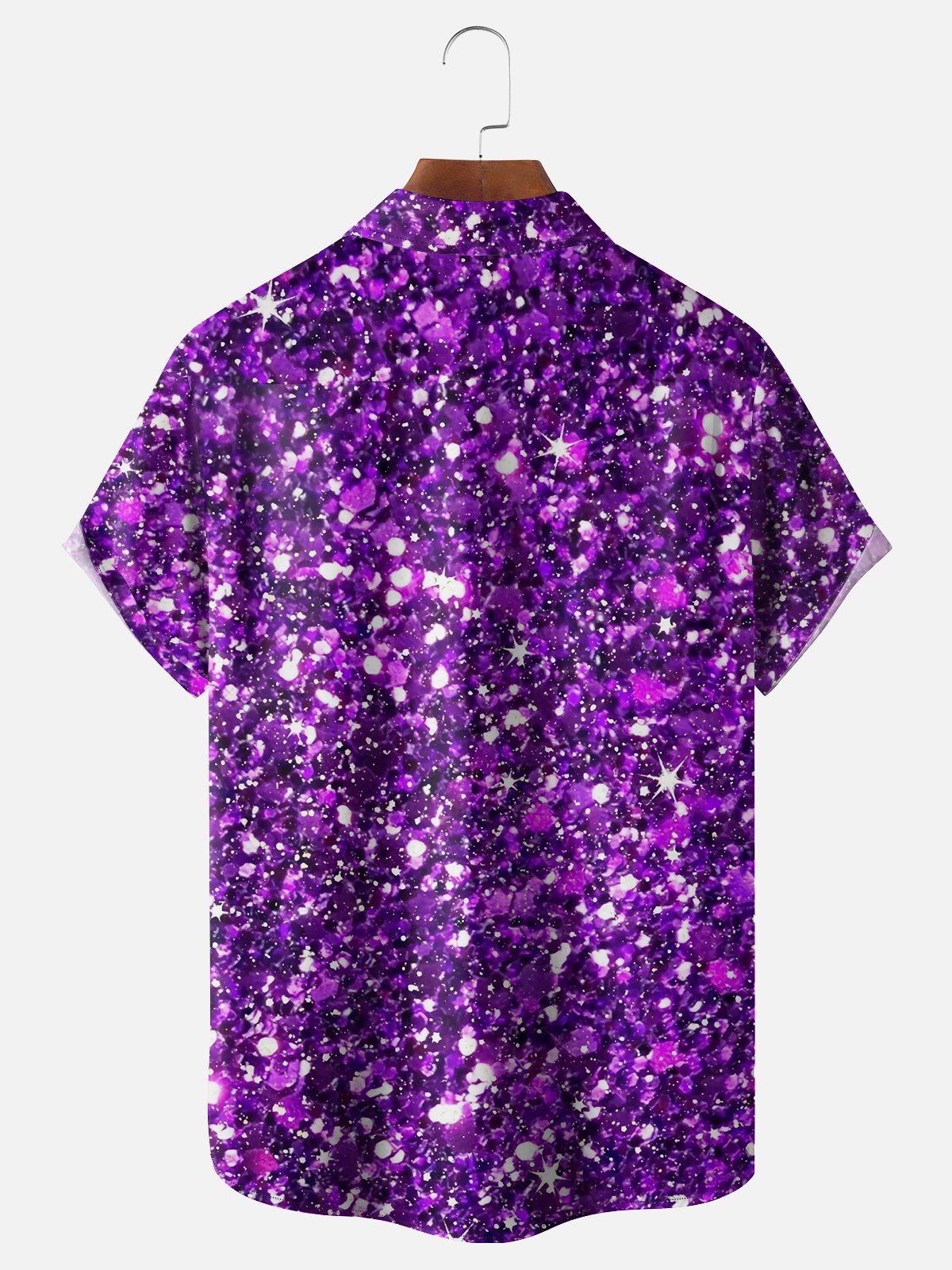 Moisture-wicking Sequin Print New Year Holiday Celebration Party Chest Pocket Funky Shirt