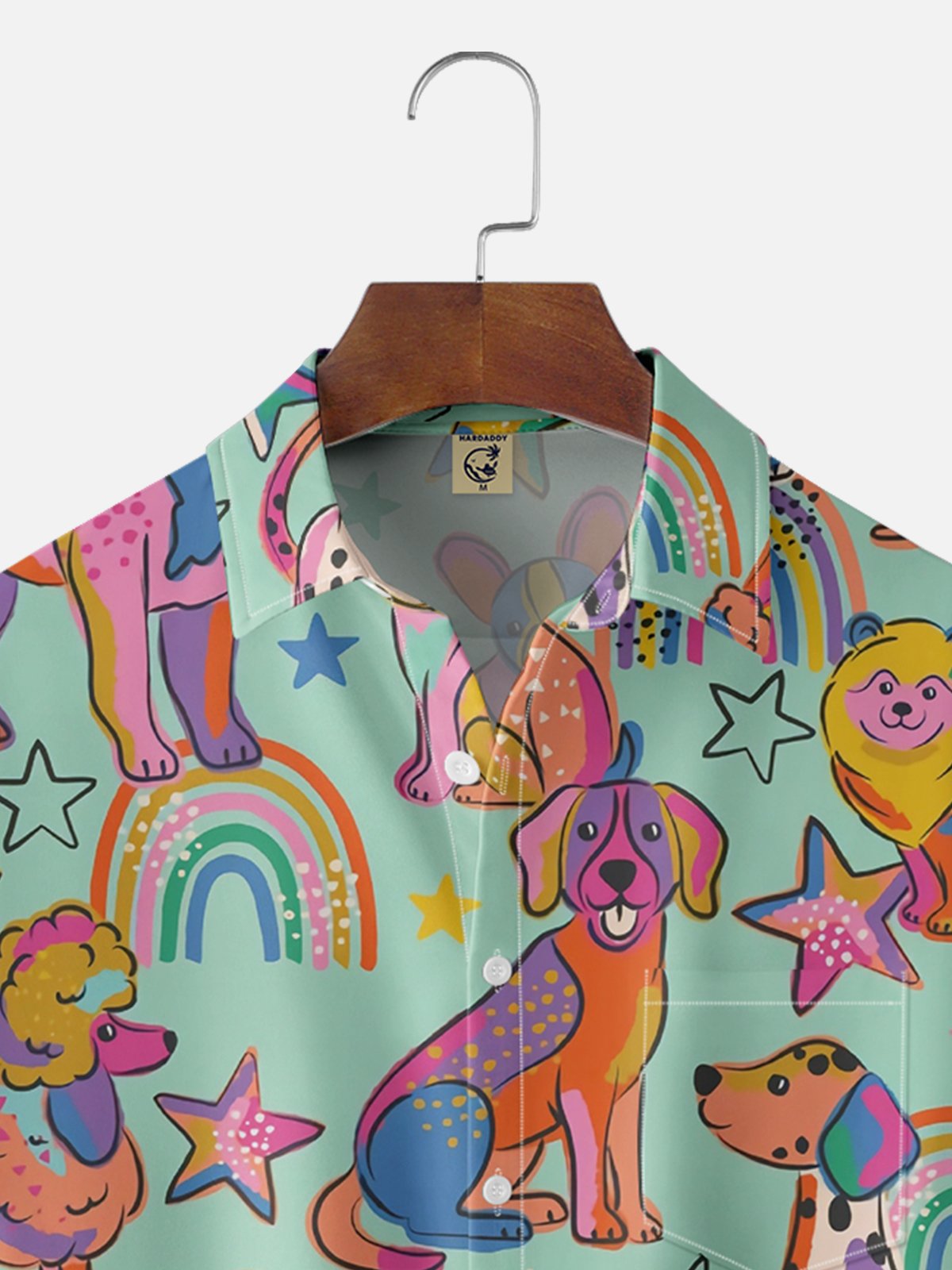 Moisture-wicking Pop Dogs Chest Pocket Hawaiian Shirt