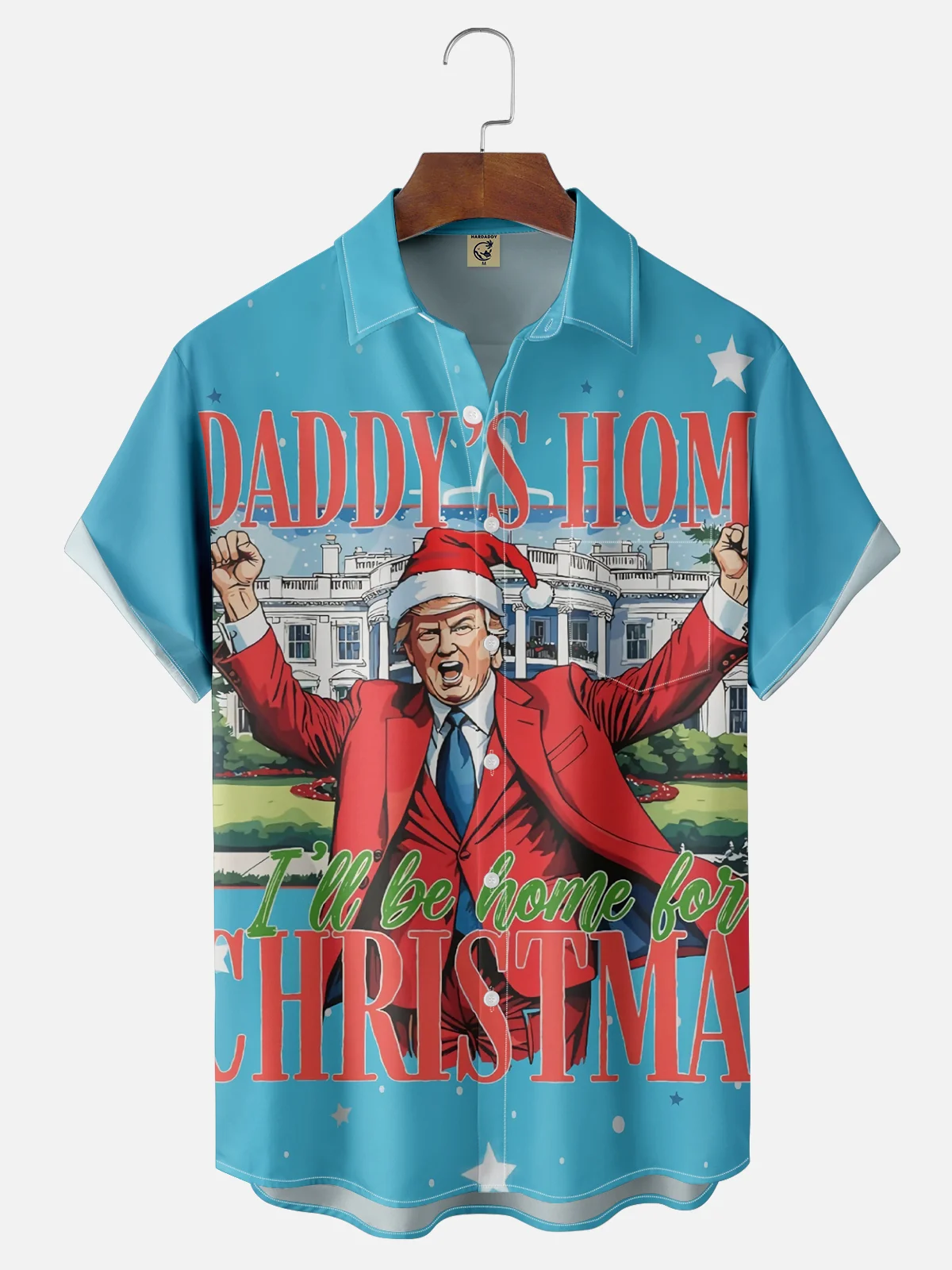 Moisture Wicking Christmas Trump Chest Pocket Casual Shirt