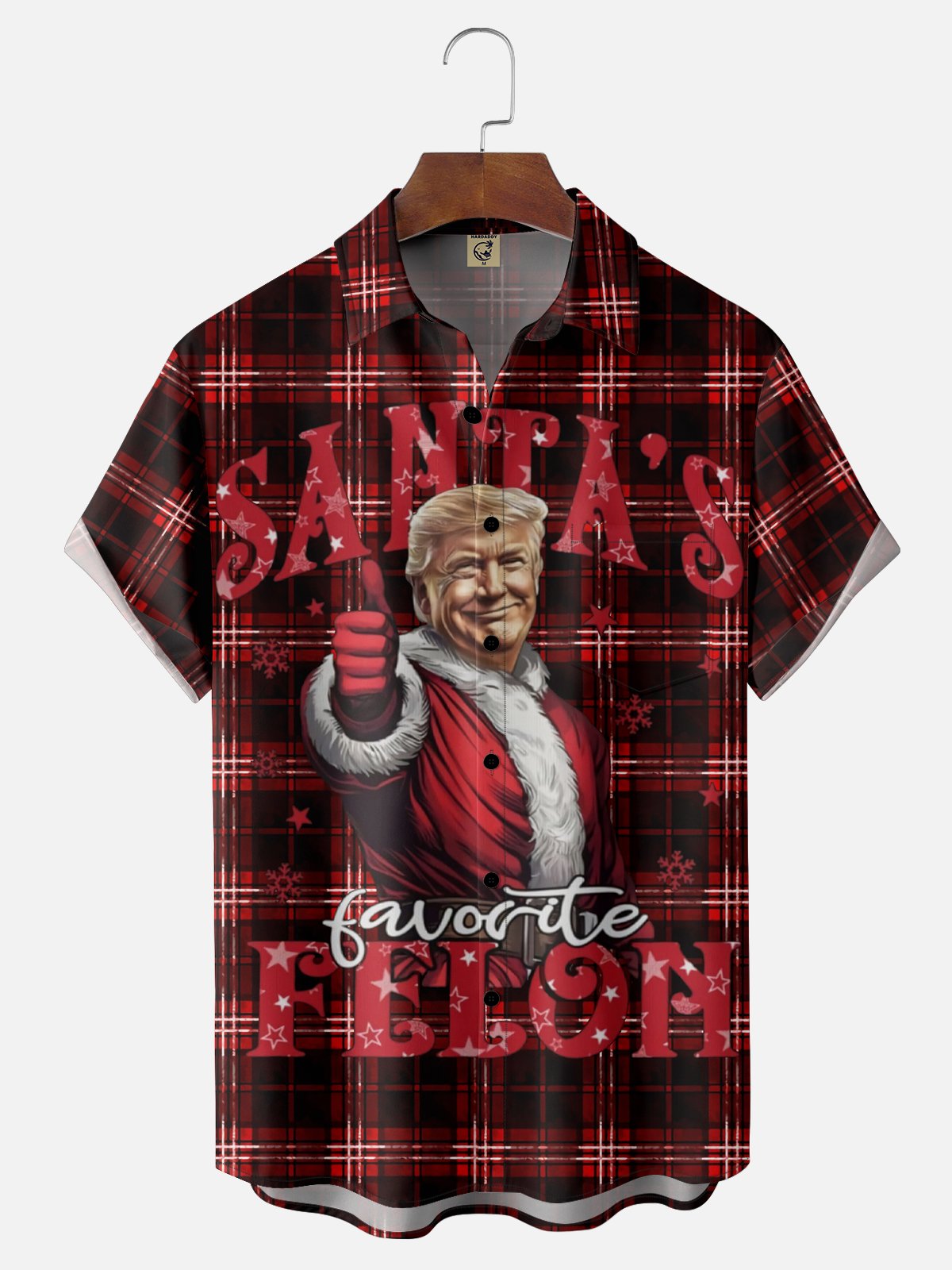 Moisture Wicking Christmas Trump Chest Pocket Casual Shirt