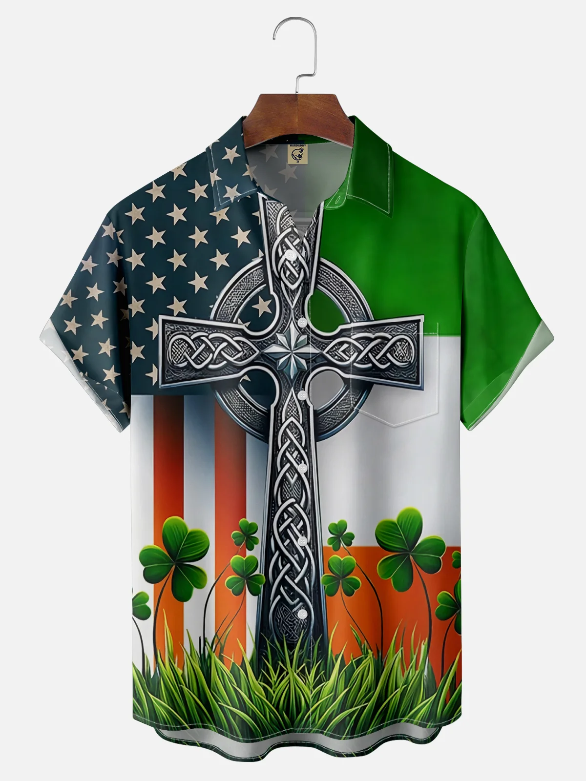 Moisture Wicking St. Patrick's Day Irish Flag Chest Pocket Casual Shirts