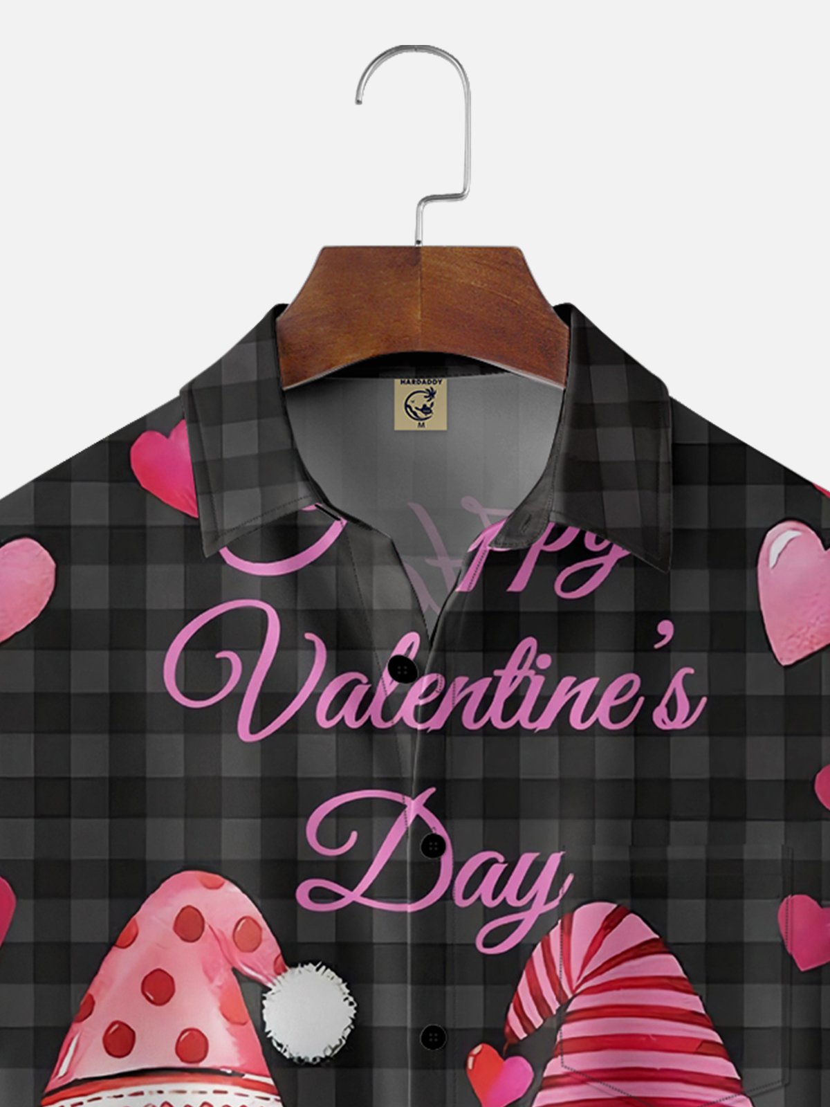 Moisture Wicking Valentine Heart Gnome Chest Pocket Casual Shirt