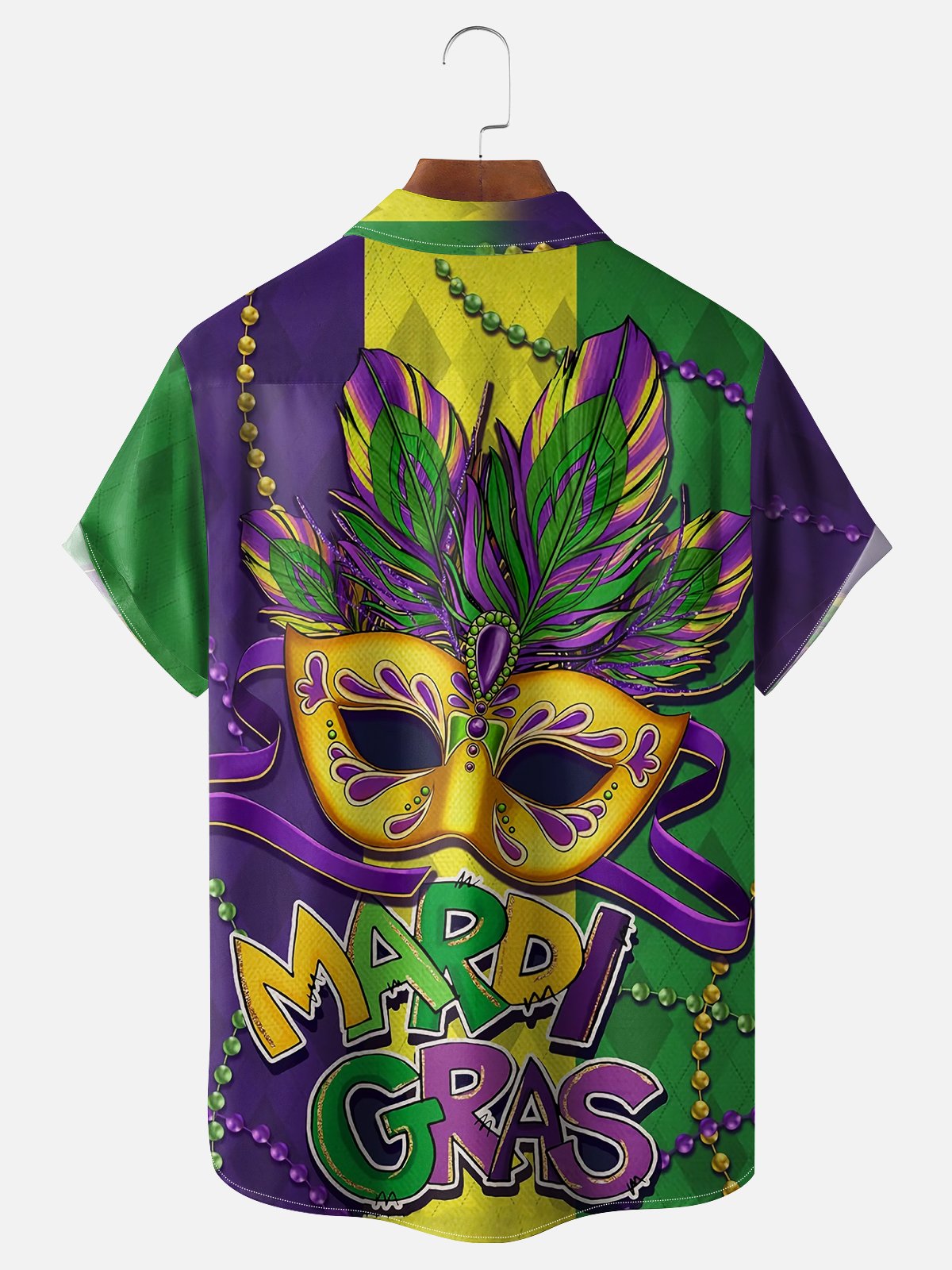Moisture Wicking Mardi Gras Mask Chest Pocket Casual Shirt