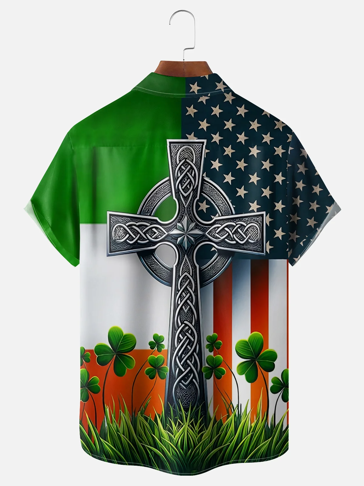 Moisture Wicking St. Patrick's Day Irish Flag Chest Pocket Casual Shirts