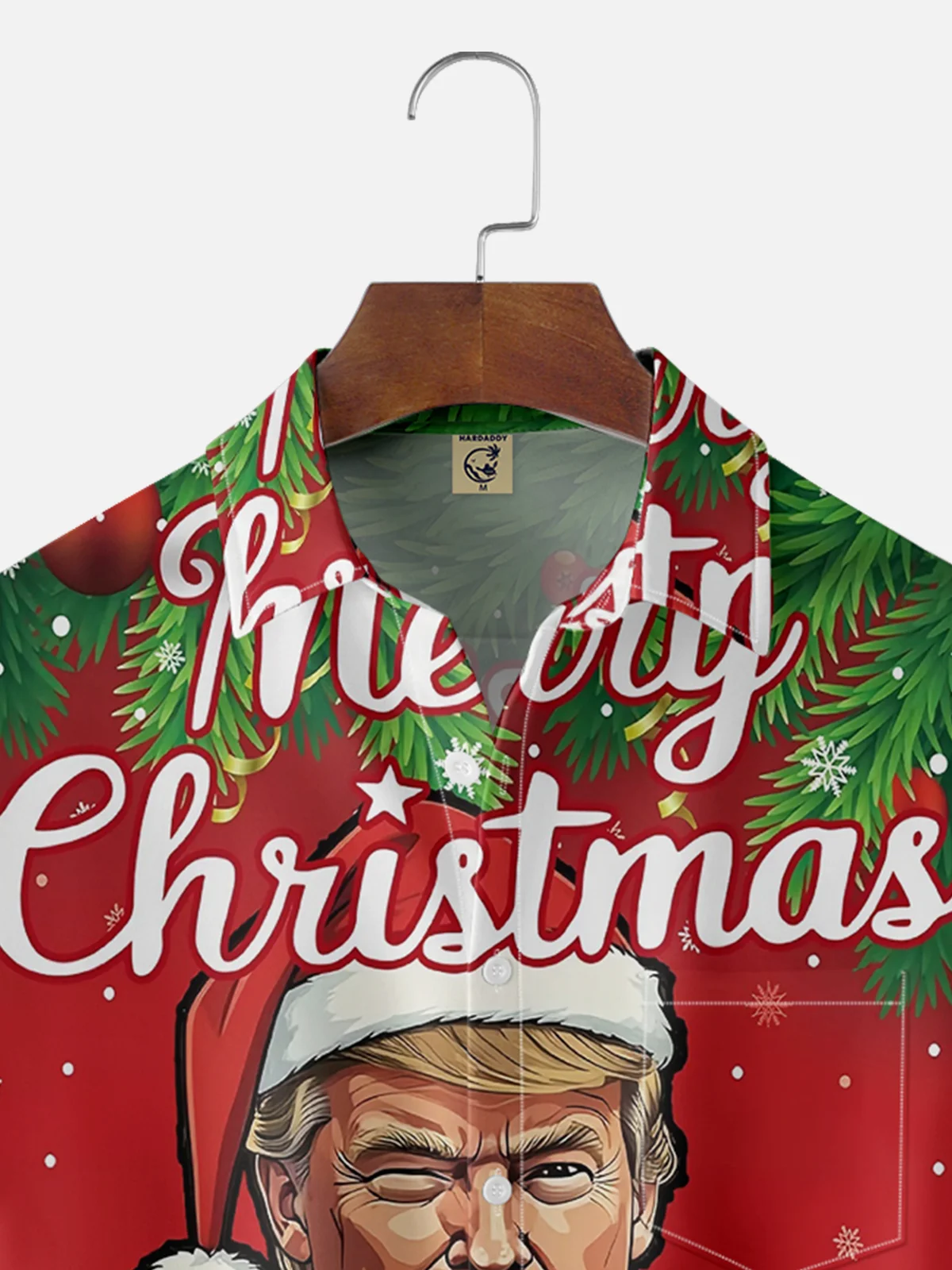 Moisture Wicking Christmas Trump Chest Pocket Casual Shirt