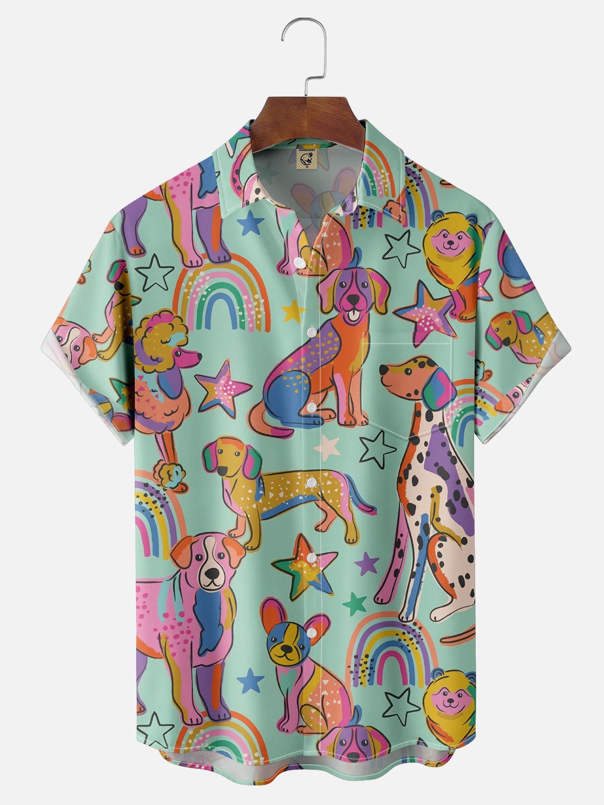 Moisture-wicking Pop Dogs Chest Pocket Hawaiian Shirt