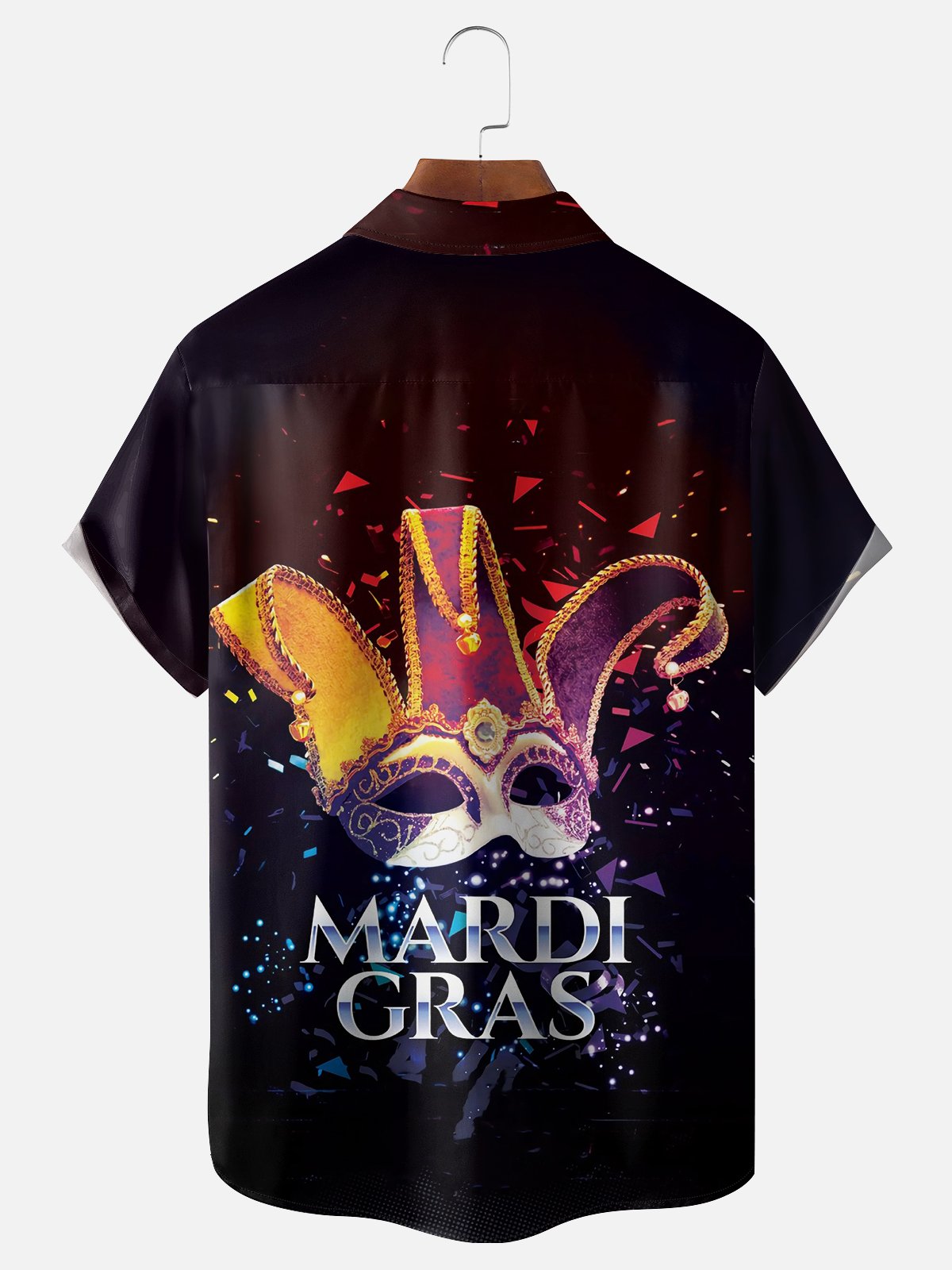 Moisture-wicking Mardi Gras Carnival Mask Chest Pocket Casual Shirt