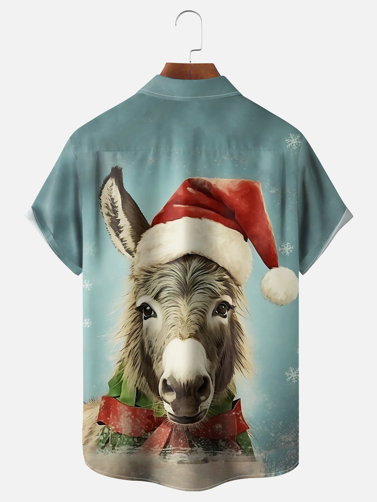 Moisture-wicking Christmas Donkey Chest Pocket Casual Shirt