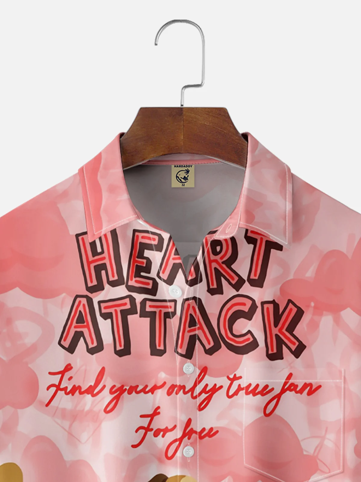 Moisture Wicking Valentine's Day Heart Chest Pocket Casual Shirt