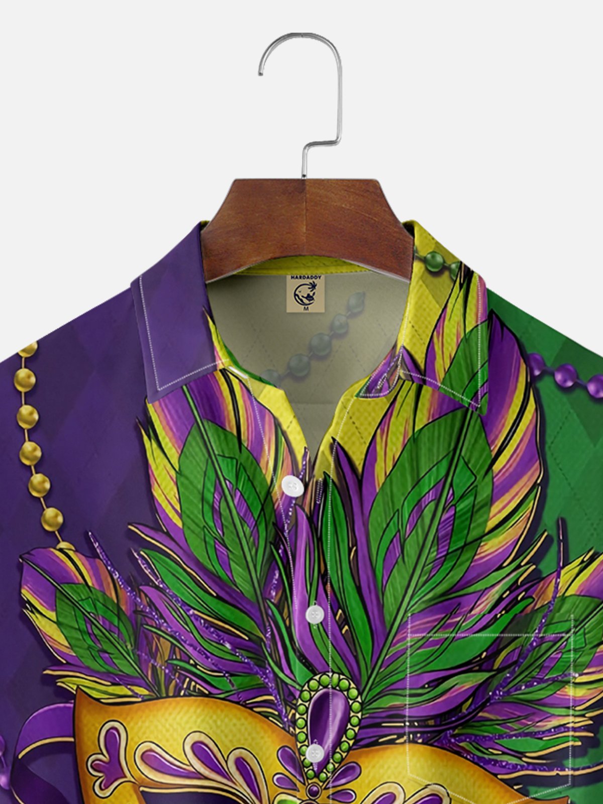 Moisture Wicking Mardi Gras Mask Chest Pocket Casual Shirt