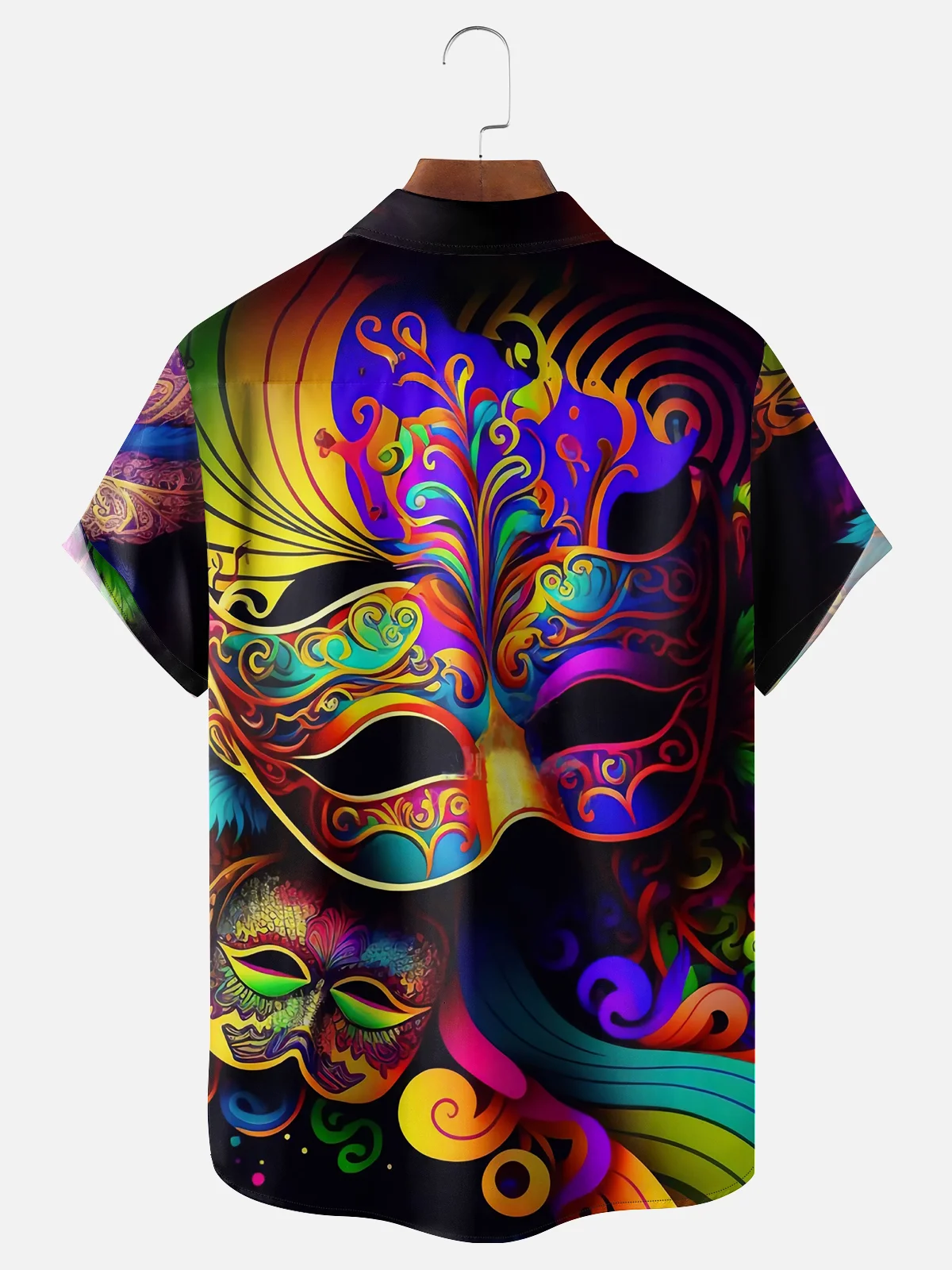 Moisture-wicking Mardi Gras Carnival Mask Chest Pocket Casual Shirt